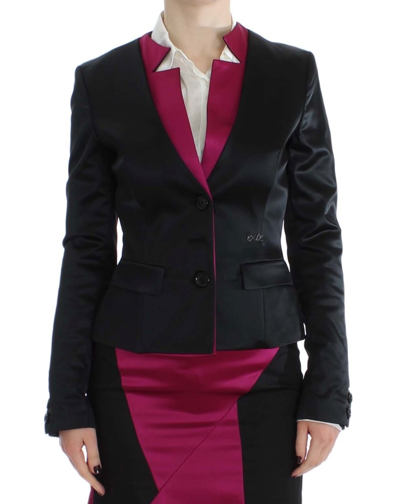 Veste blazer stretch noir et rose pour femmes Exte