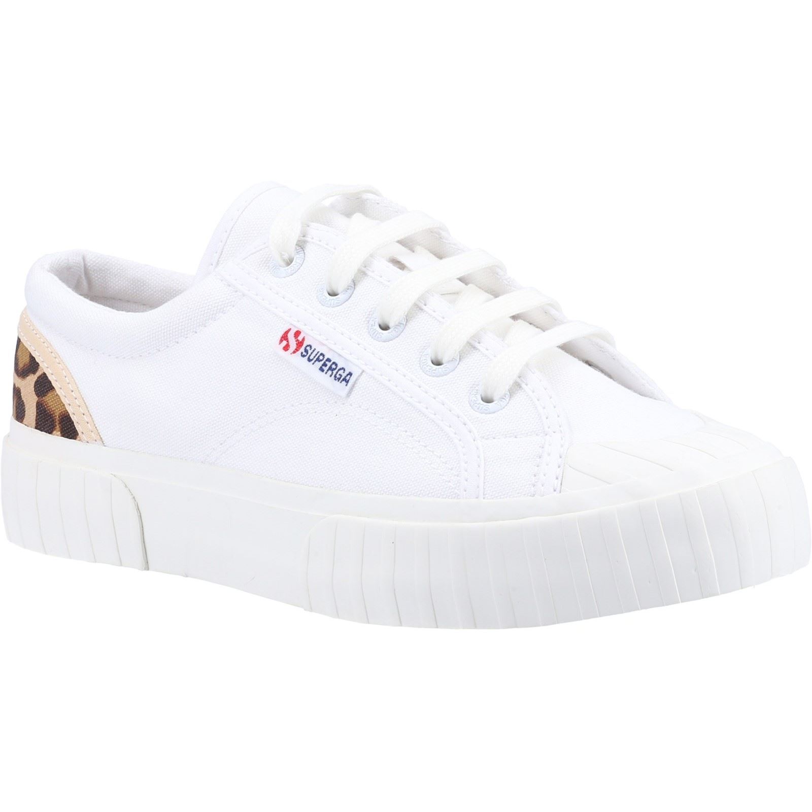 Thumbnail - Superga 2630 Stripe Pad Leopard 100% Baumwolle Damen Weiß/Leopard Turnschuhe