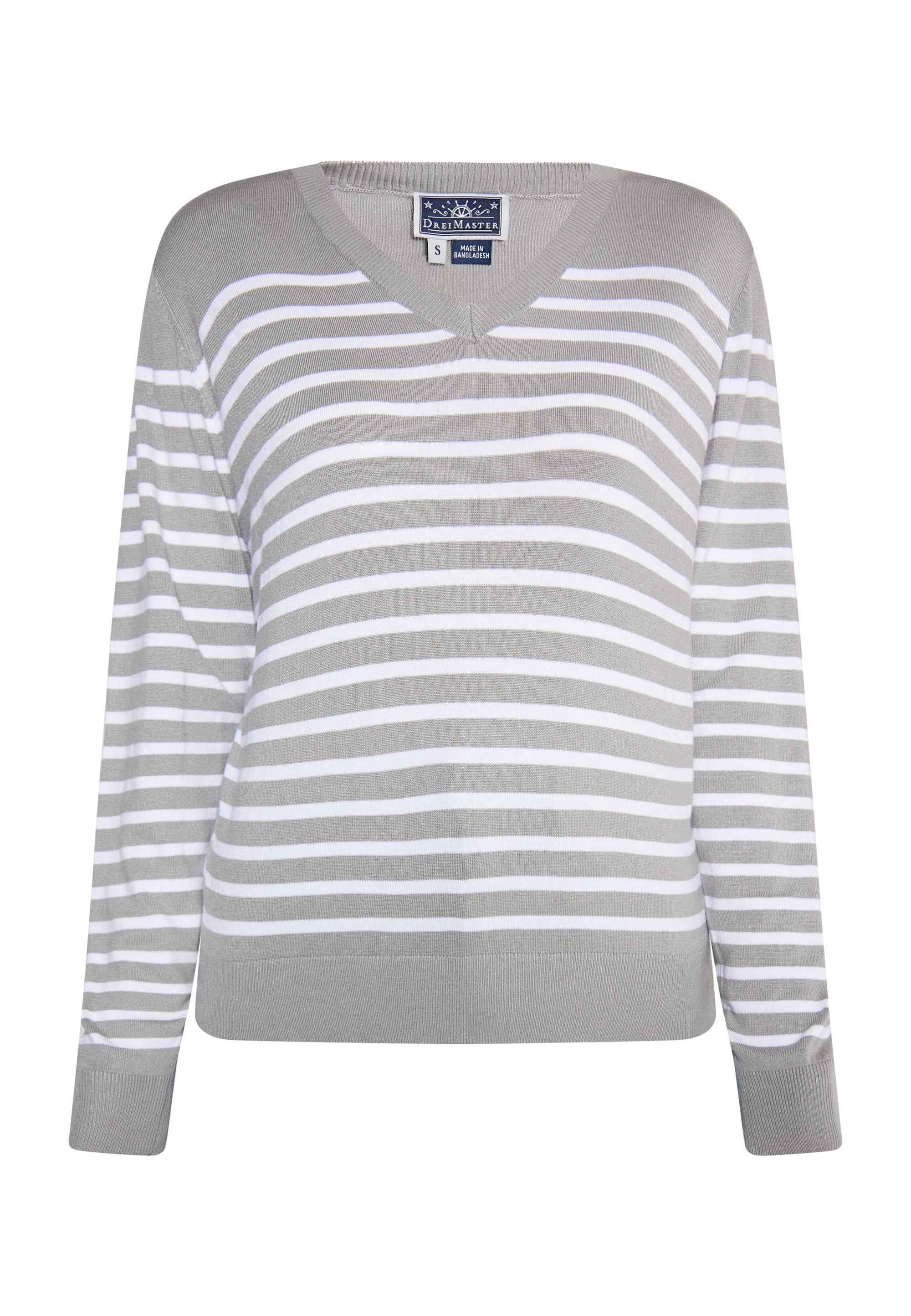 Dreimaster Strickpullover Damen grau weiss