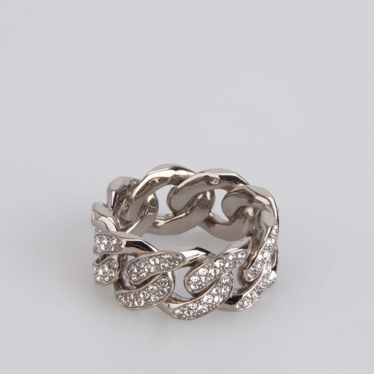 Accessories Ambush Pave Classic Chain Ring in Silver