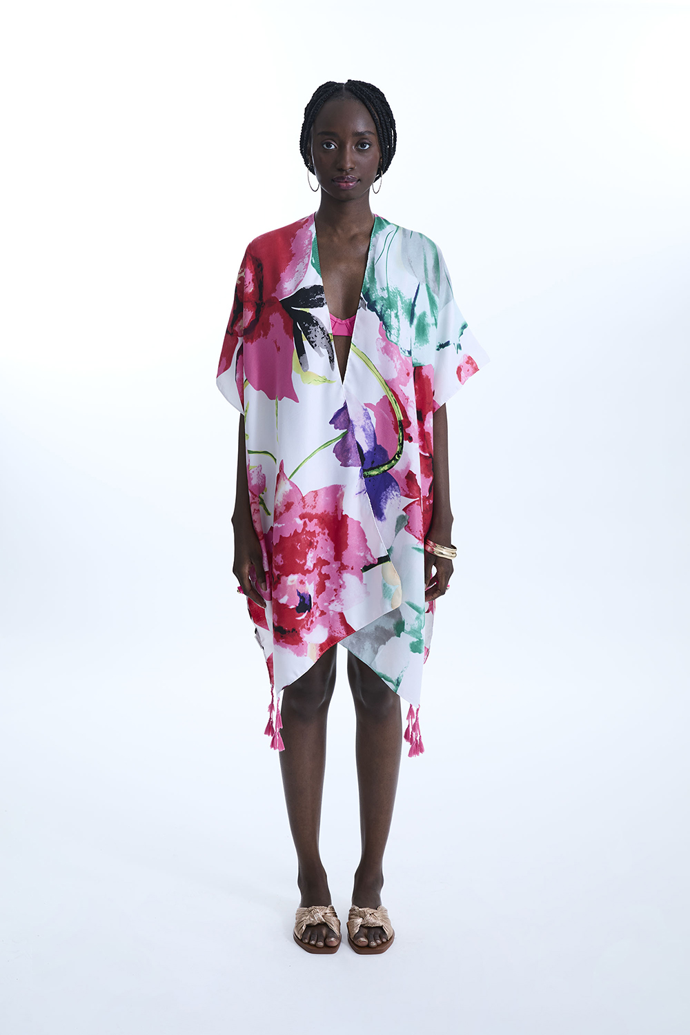 James Lakeland Womens Large Flower Print Kaftan - Multicolour - One Size