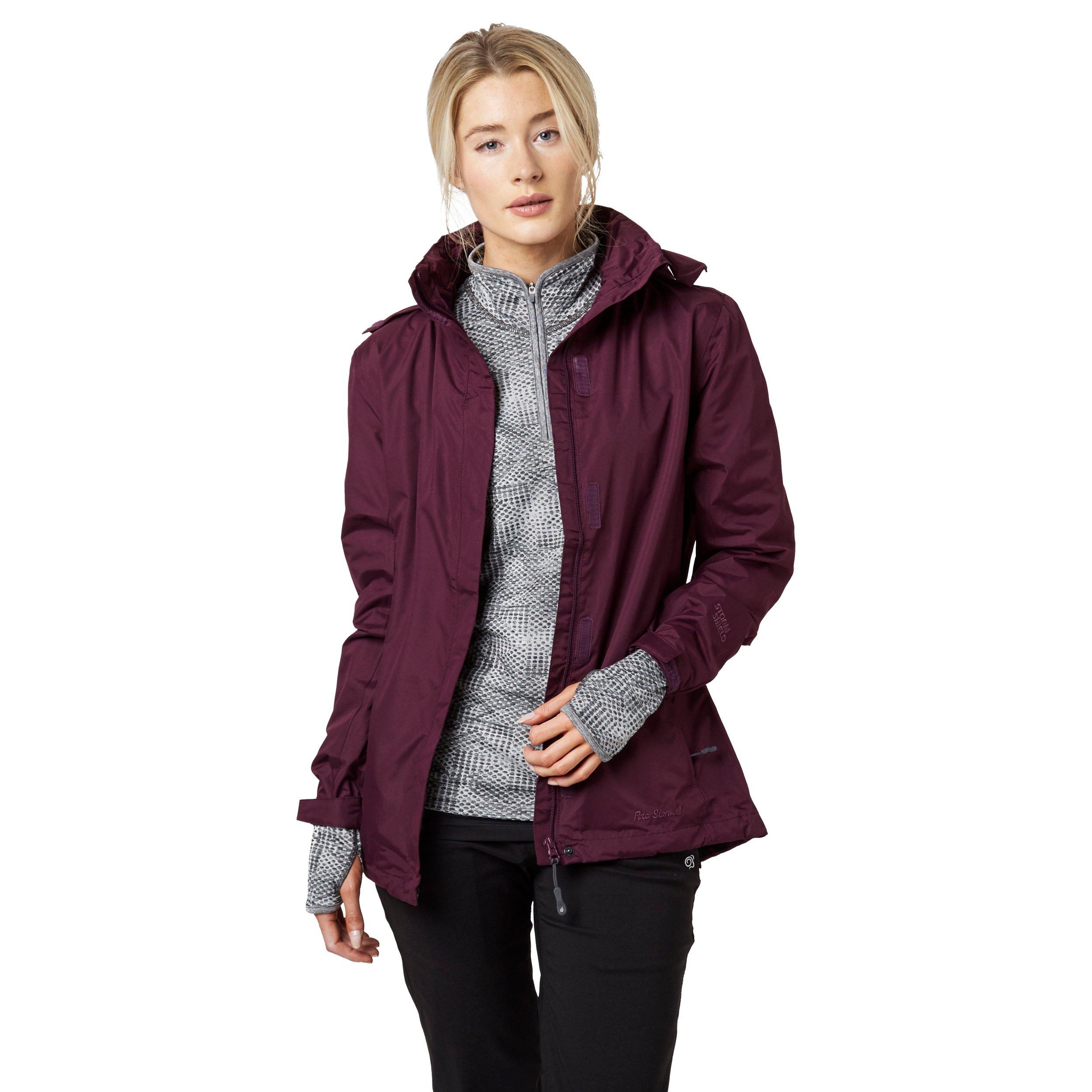 Peter Storm WoMens Downpour Waterproof Jacket with Rollaway Hood, Hiking Raincoat - Purple - Size 20 UK