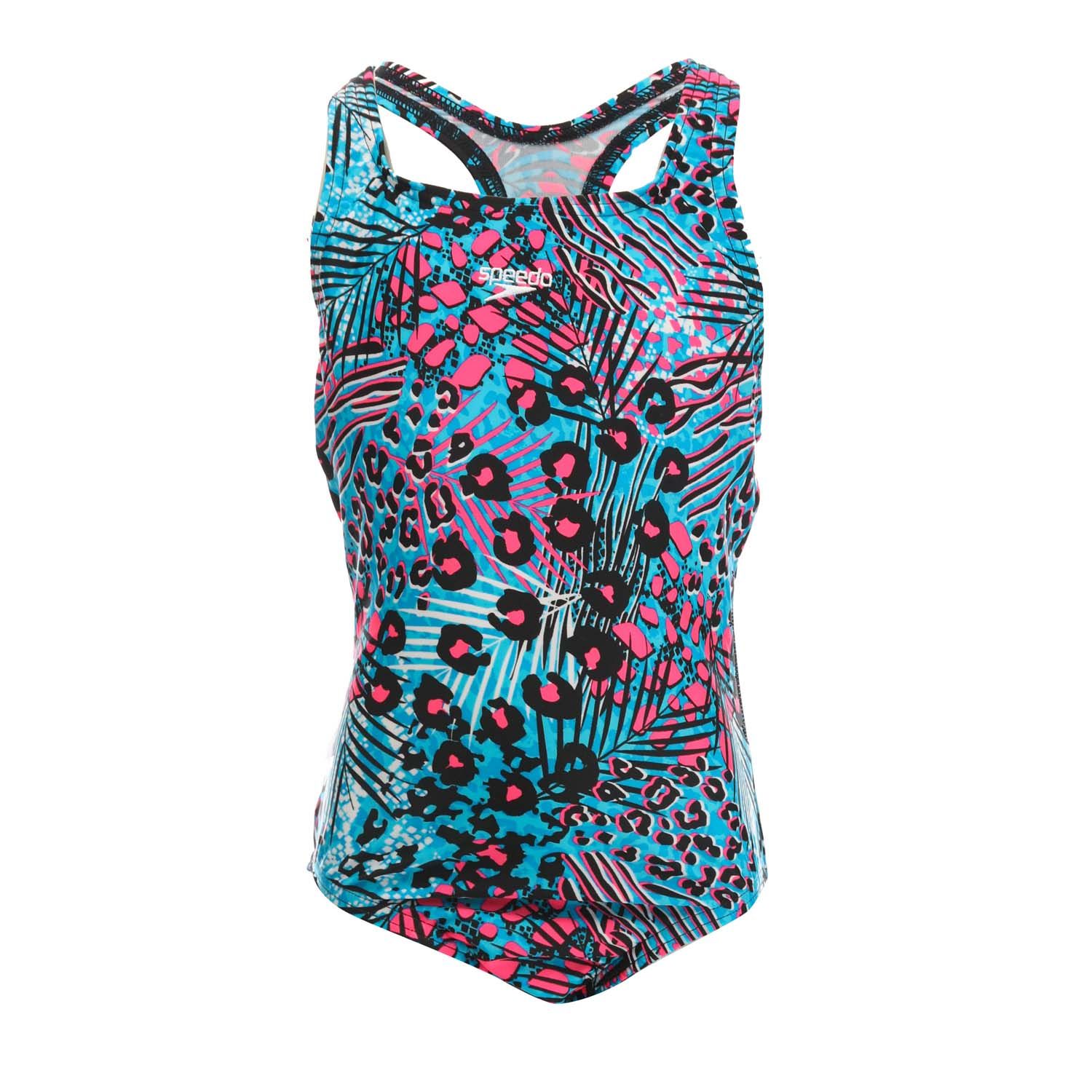 Girl's Speedo Junior Digital Medalist Swimsuit in Blue