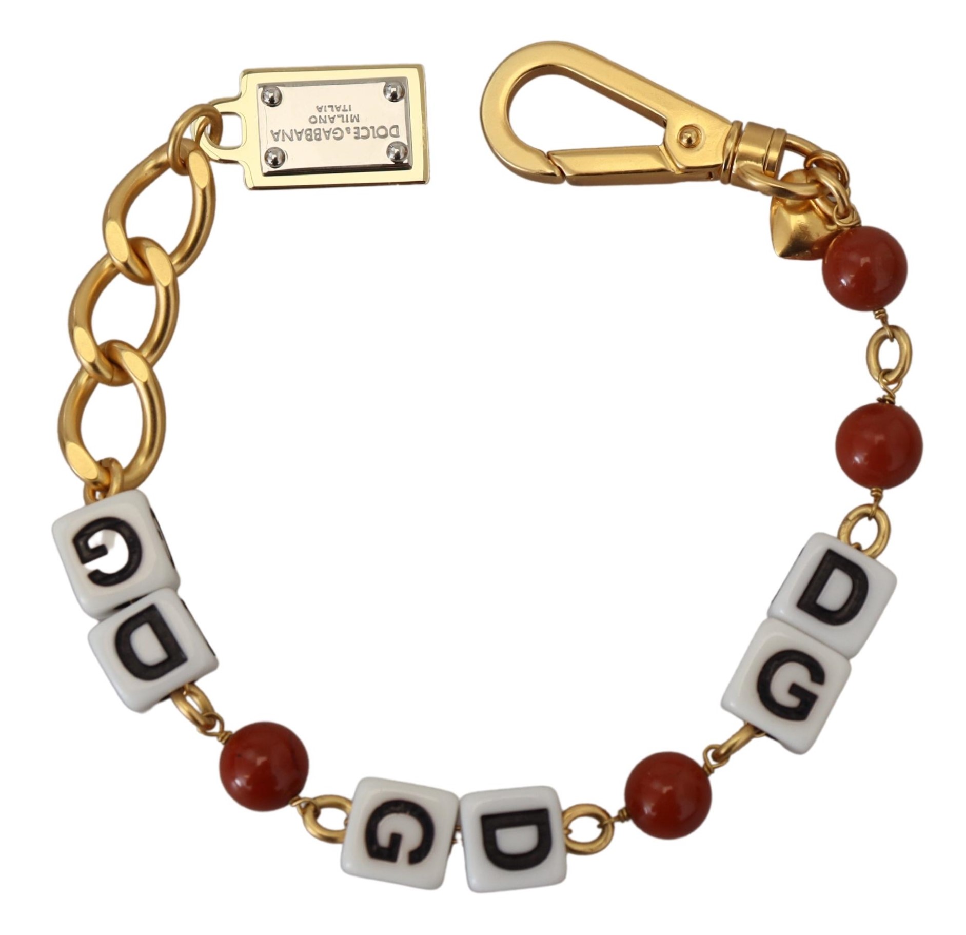 Thumbnail - Dolce & Gabbana Goldene Ketten-Armband mit Messingperlen und Hummerverschluss für Damen