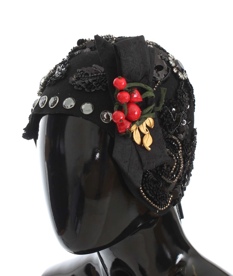 Thumbnail - Dolce & Gabbana Chapeau broche cerises or cristal noir pour femme