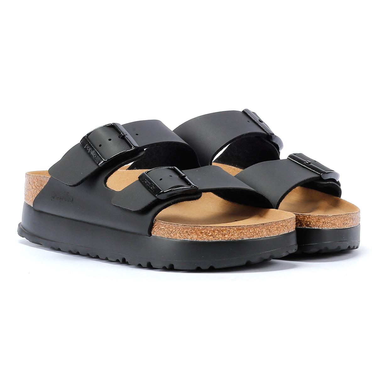 Thumbnail - Birkenstock Arizona Flex Platform Damen Schwarz Schmal Sandalen