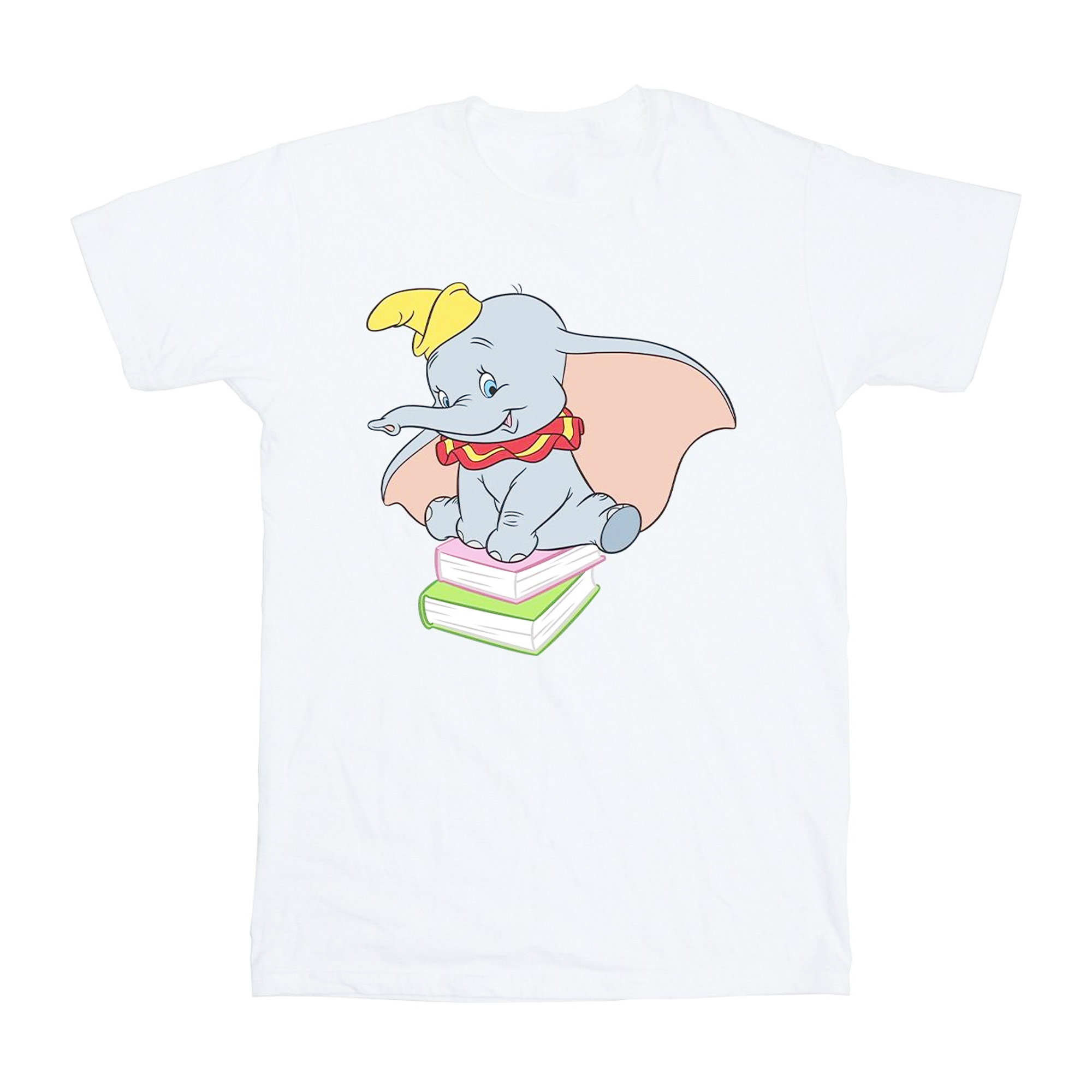 Thumbnail - Disney - "Dumbo Sitting On Books" T-Shirt für Mädchen (Weiß)