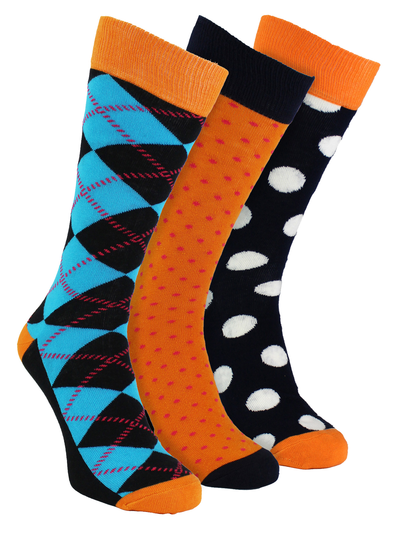 Thumbnail - HS von Happy Socks - Herren 3er Pack Spaß Novelty Socken - Argyle (Orange)