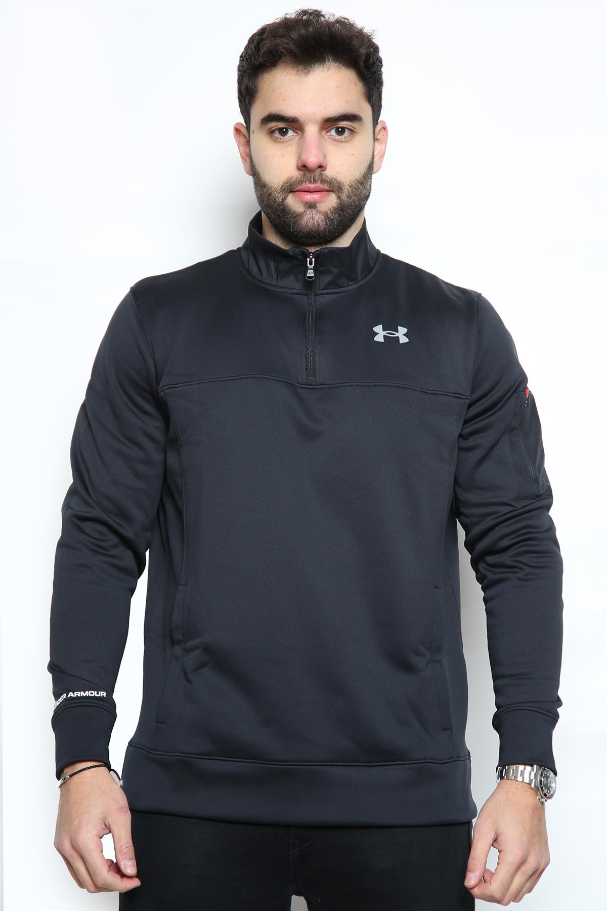 Thumbnail - Unter Armour Herren Fleece Quarter Zip Track Top in schwarz