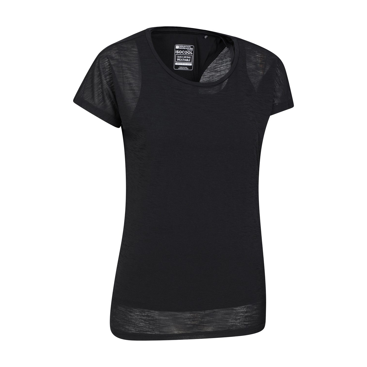 Mountain Warehou T-shirt med dubbla lager för dam/dam (Svart) – bild 2