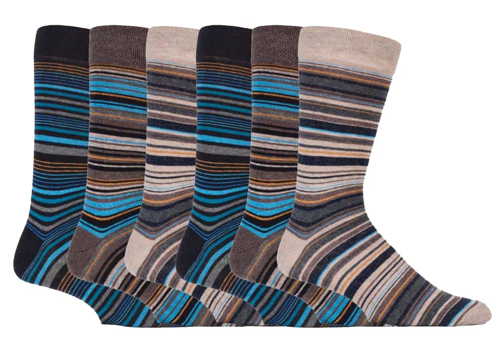 Thumbnail - 6er-Pack bunte gestreifte Baumwollsocken für Herren in 7 verschiedenen Ausführungen