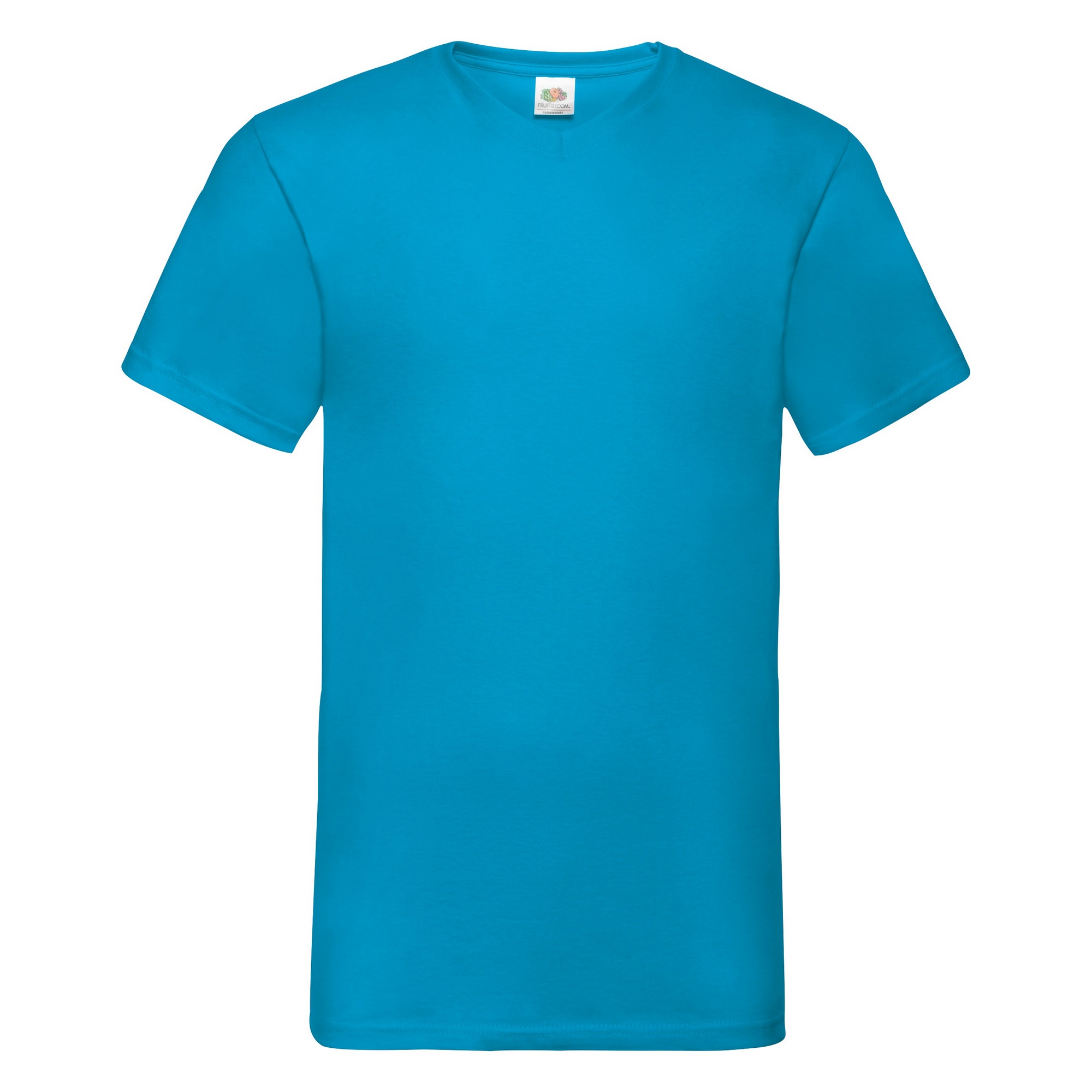 Fruit Of The Loom Heren Valuegewicht V-hals, T-shirt met korte mouwen. (Azure Blauw)
