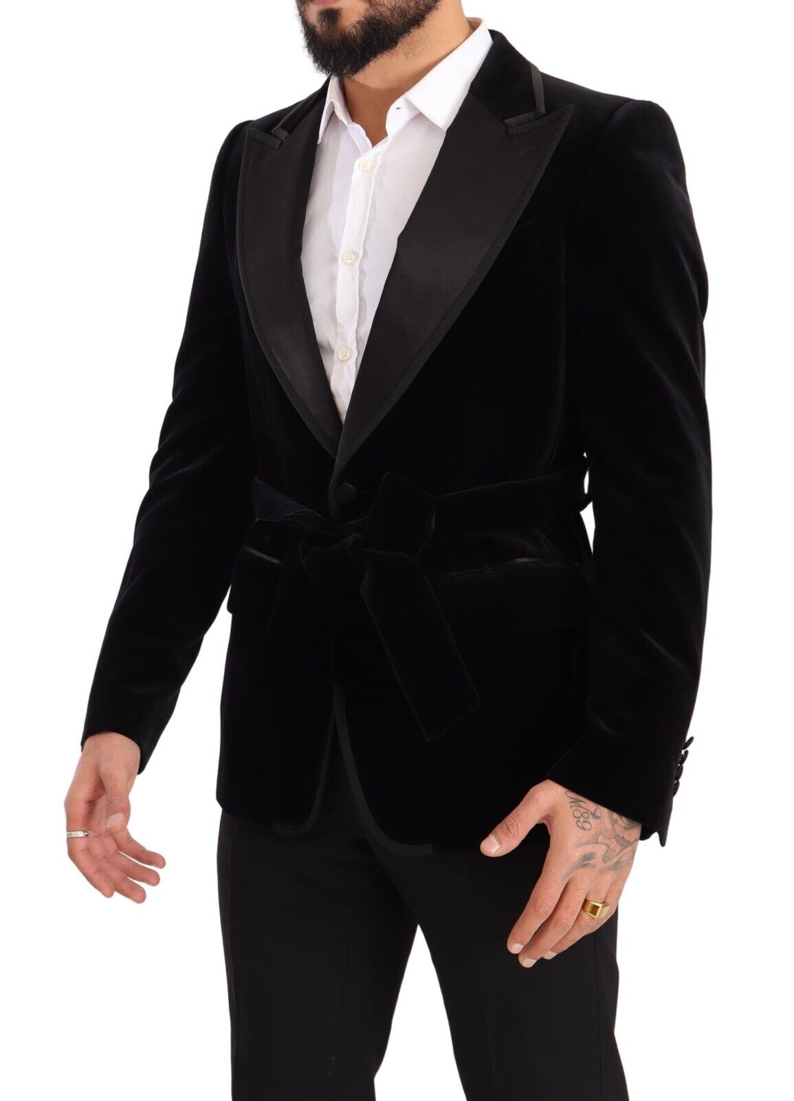 Dolce&Gabbana Herr Svart Sammet Enknäppt Blazer – bild 2