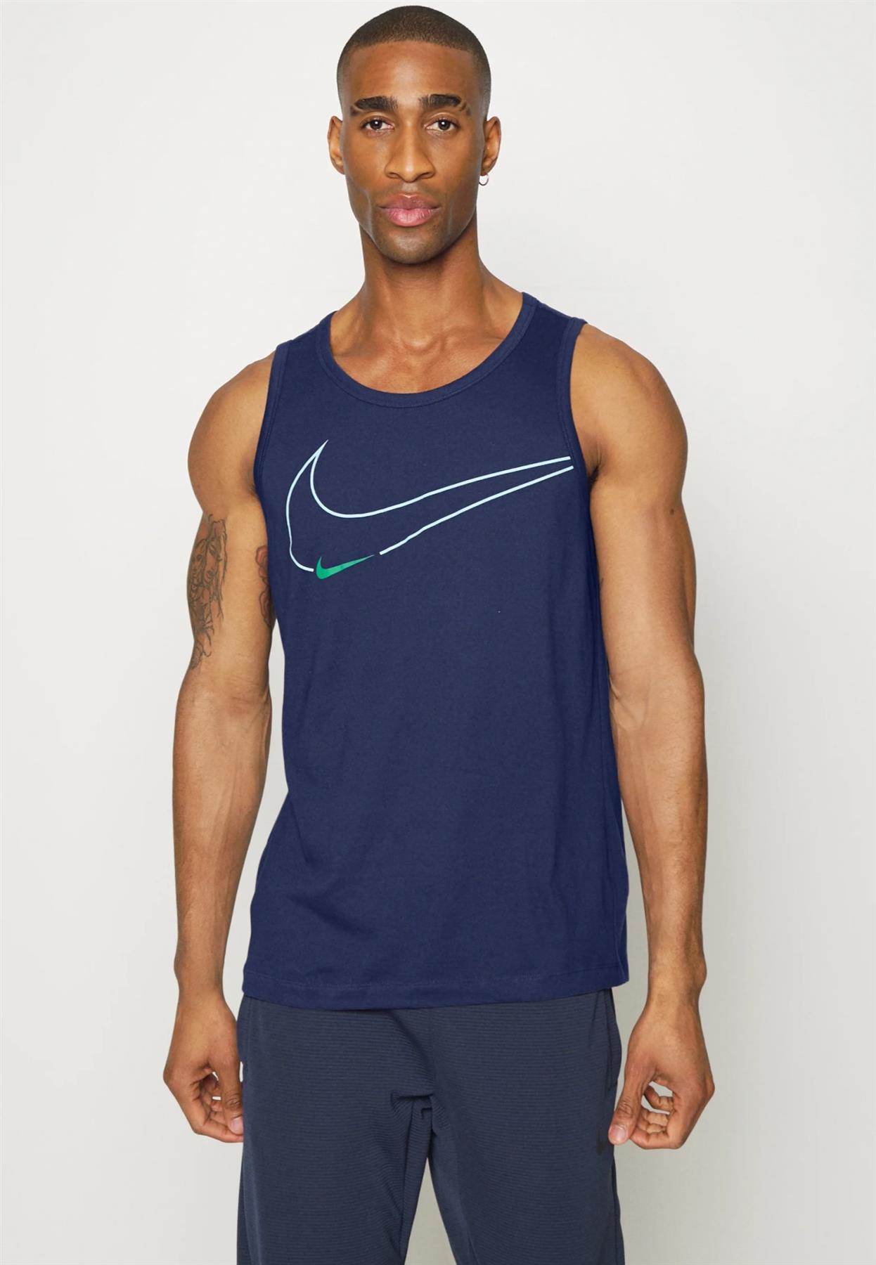 Nike Dri-FIT Mens Graphic Training Tank Vest in Navy Cotton - Size X-Large
