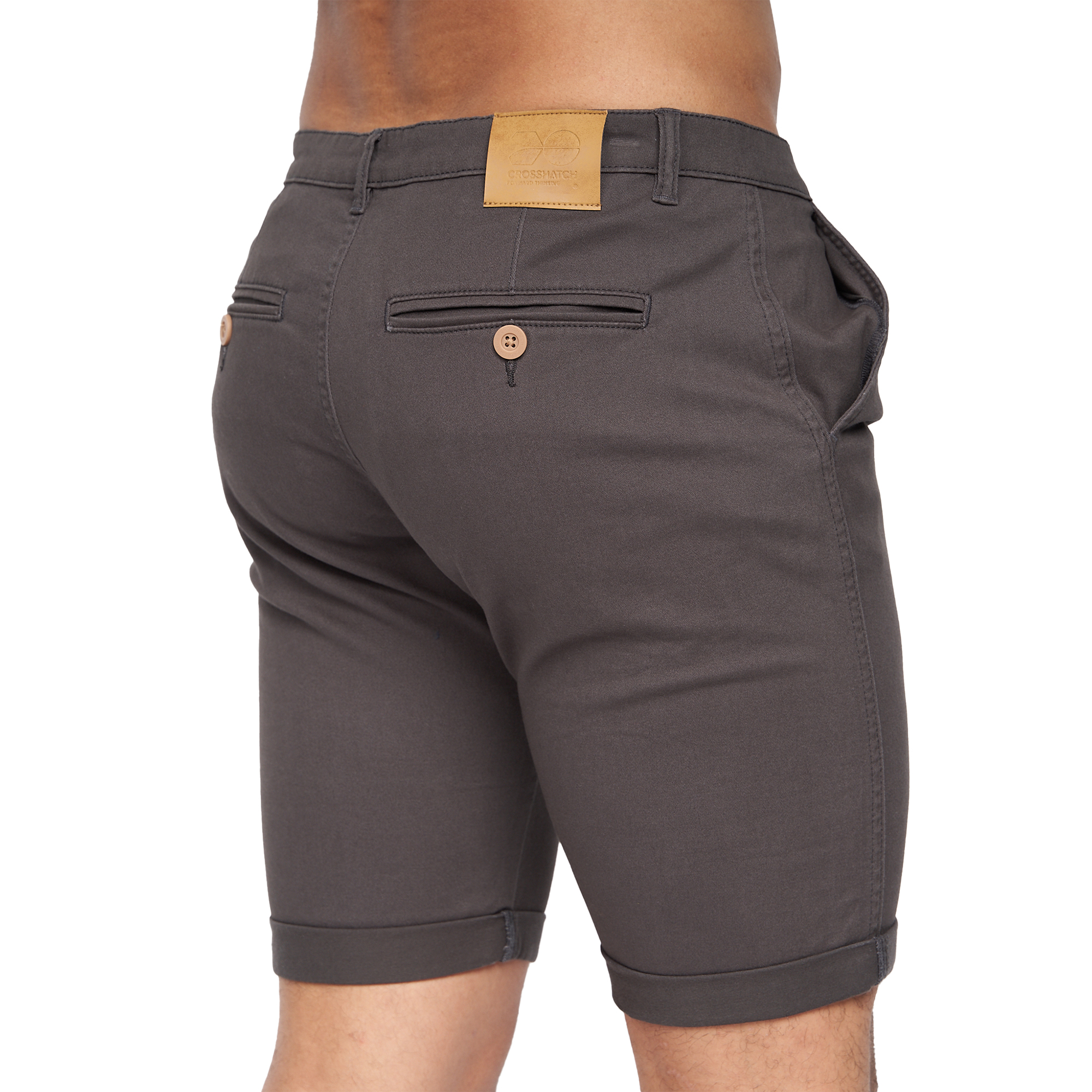 Crosshatch Sinwood Chino Shorts för män (Kol) herr – bild 2