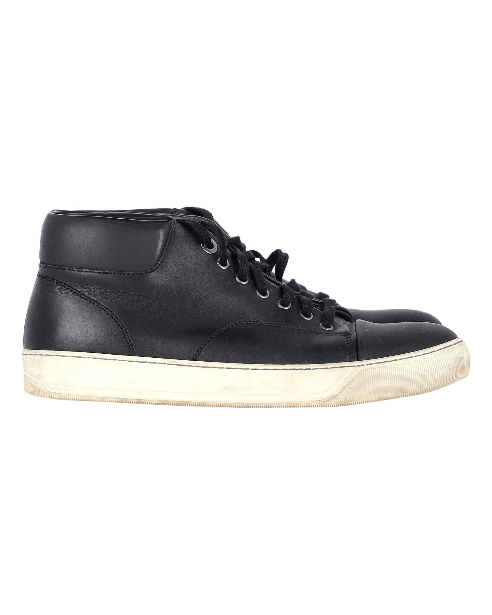 Lanvin Med-Top Sneakers i Svart Läder