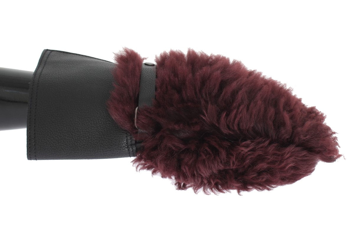 Dolce & Gabbana Zwarte Leren Bordeaux Schapenwol Handschoenen