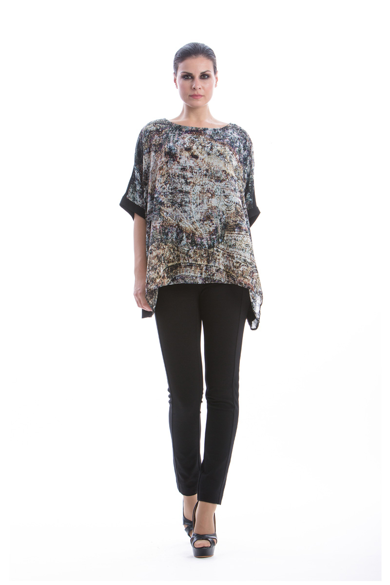 Übergroßes Print-Top mit Pailletten EU 36 / UK 8