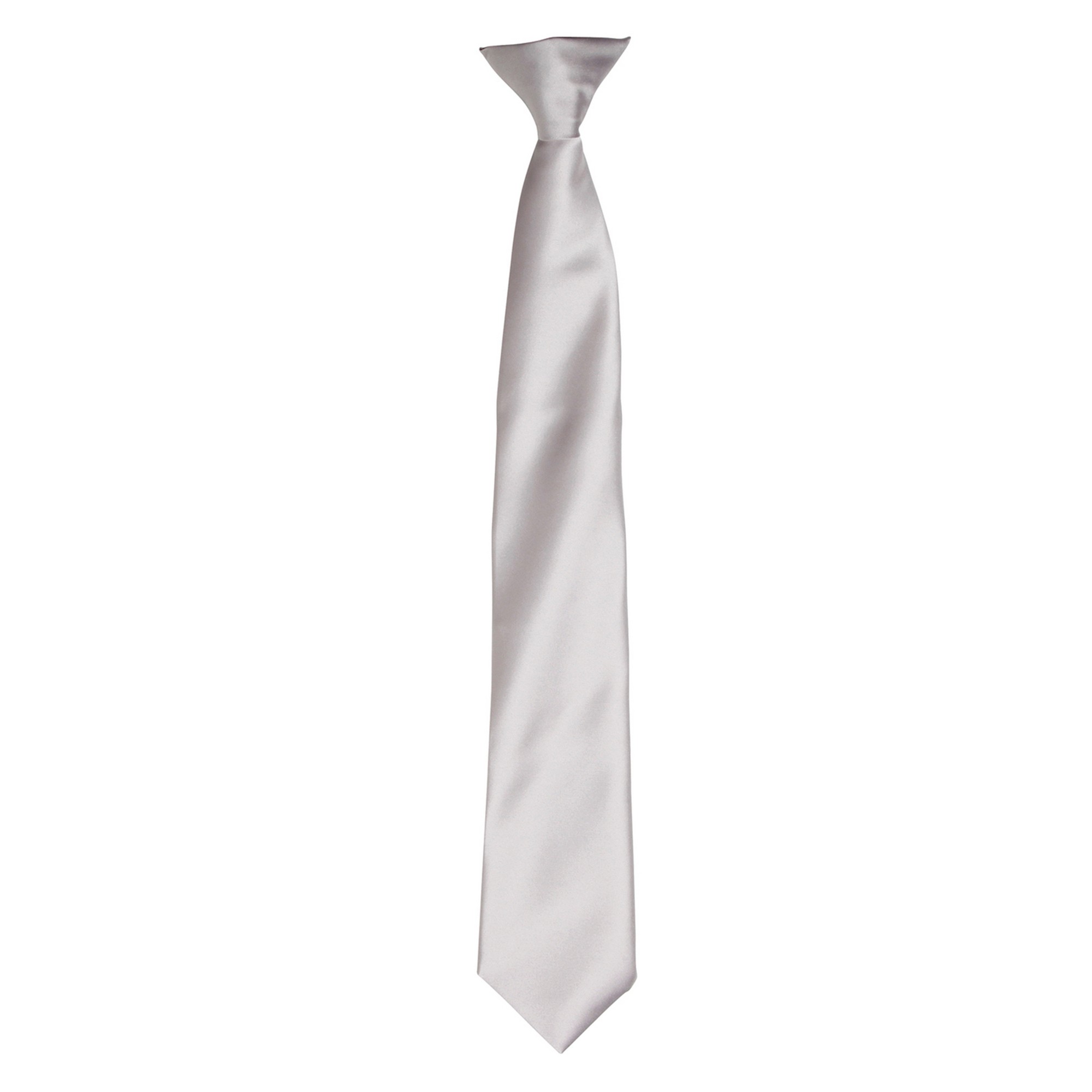 Premier Colours Mens Satin Clip Tie (Silver Grey) - One Size