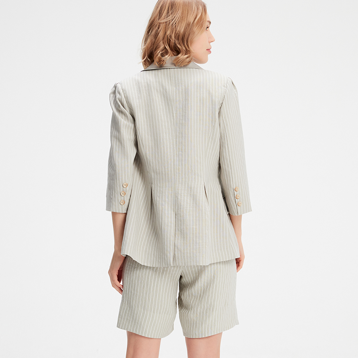Smart & Joy Bi-material randig jacka dam – bild 2