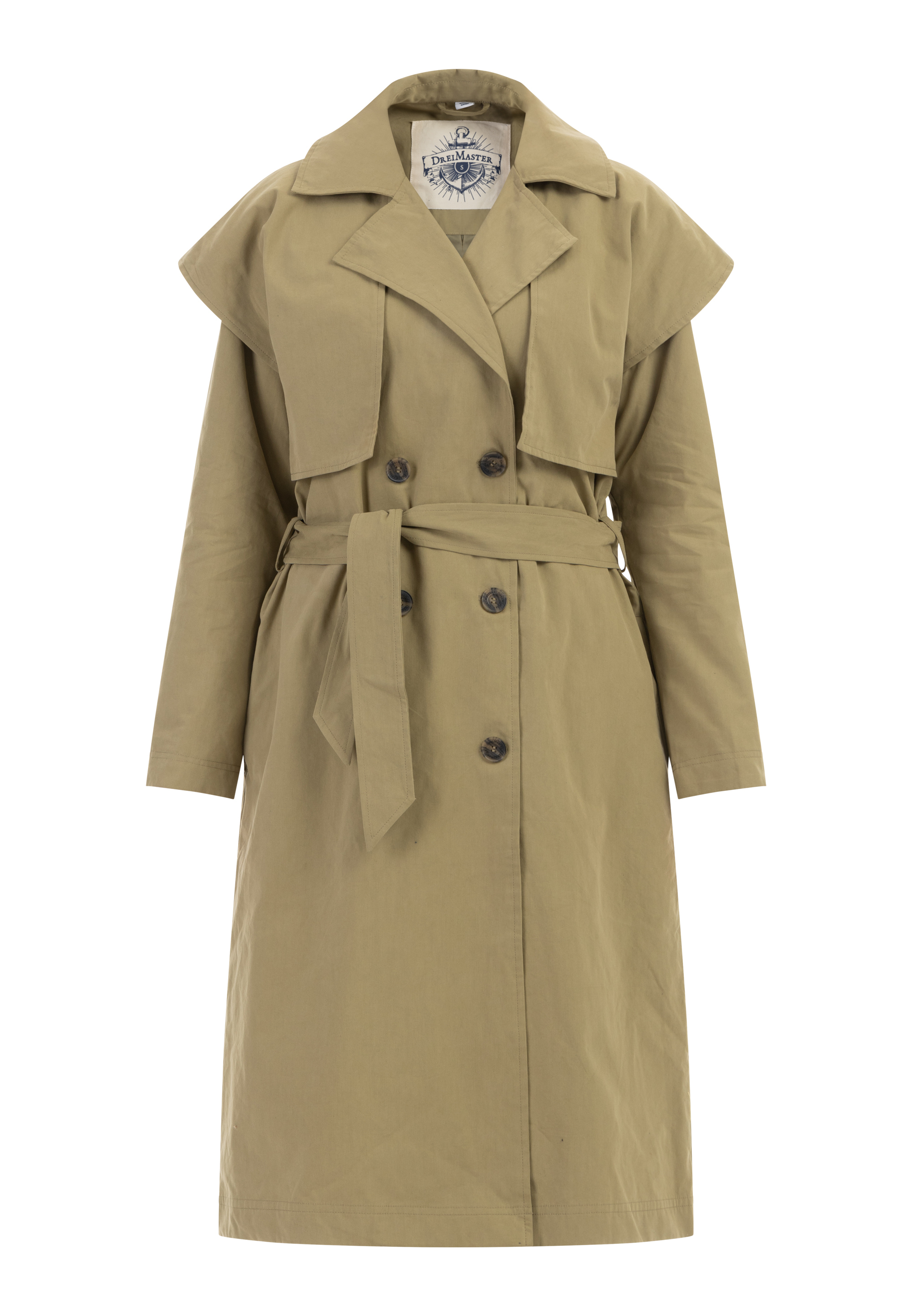 Dreimaster Trenchcoat Dames lichte olijf