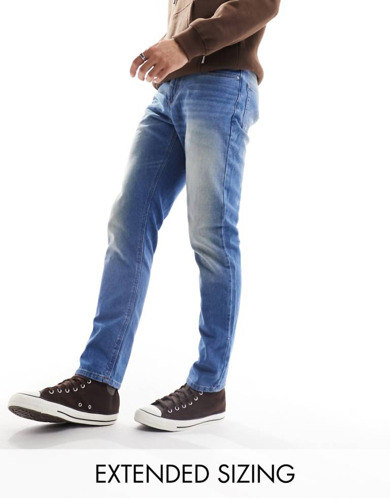 ASOS DESIGN Mens slim jeans in mid wash blue - Size 29W/30L