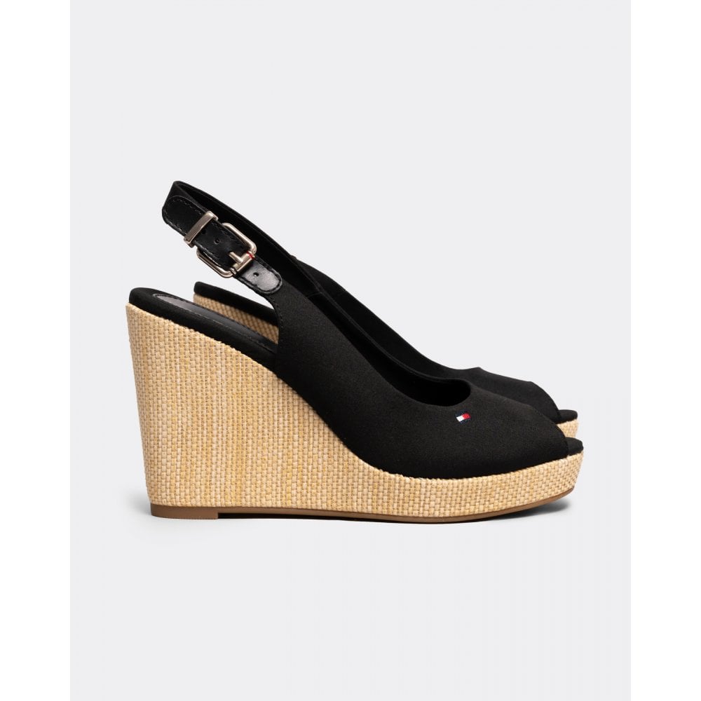 Thumbnail - Tommy Hilfiger Iconic Elena Sling Back Damen Schwarze Keilsandaletten