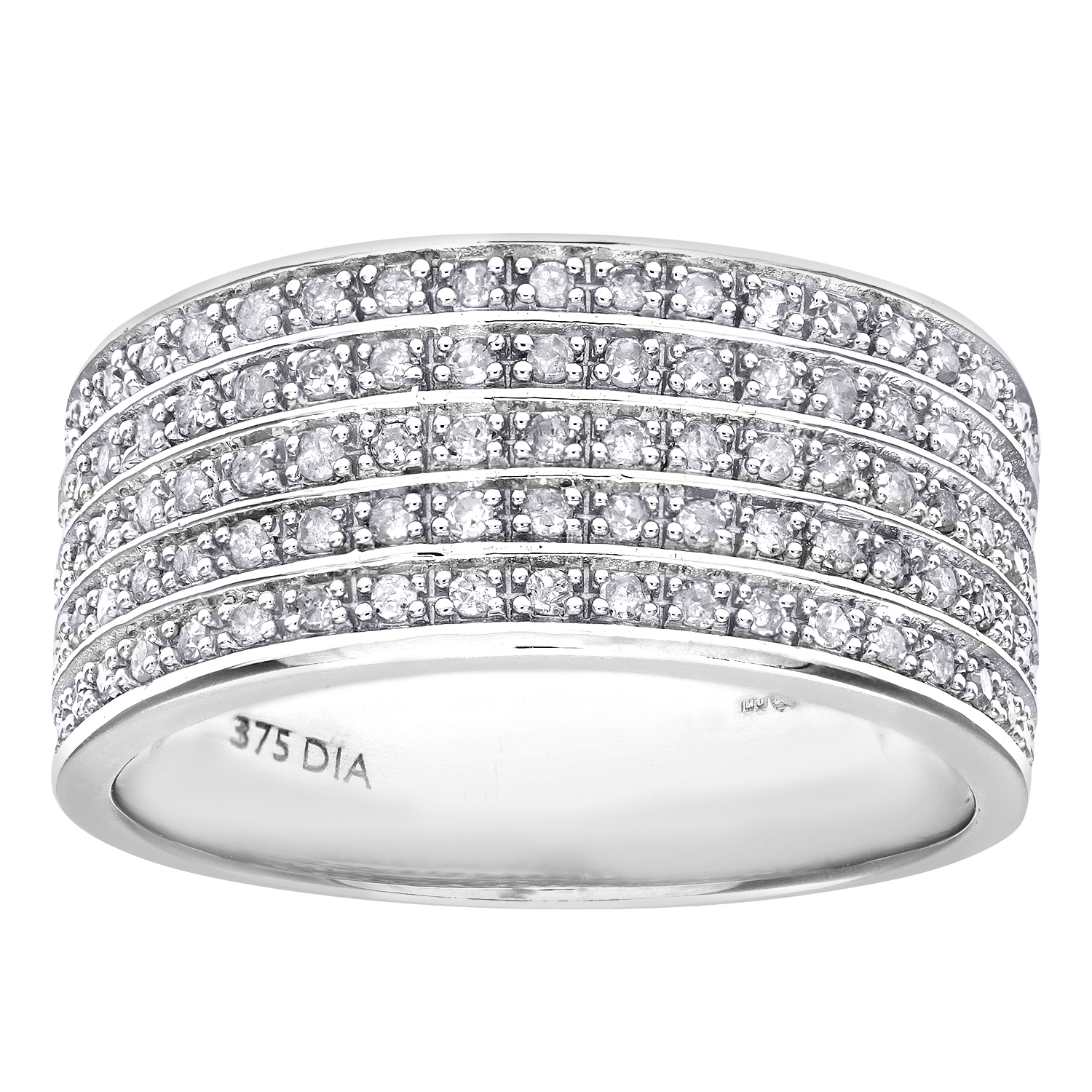 Diamant L’Eternel Womens 9ct White Gold Half Carat Multi Row Diamond Eternity Ring – Size K
