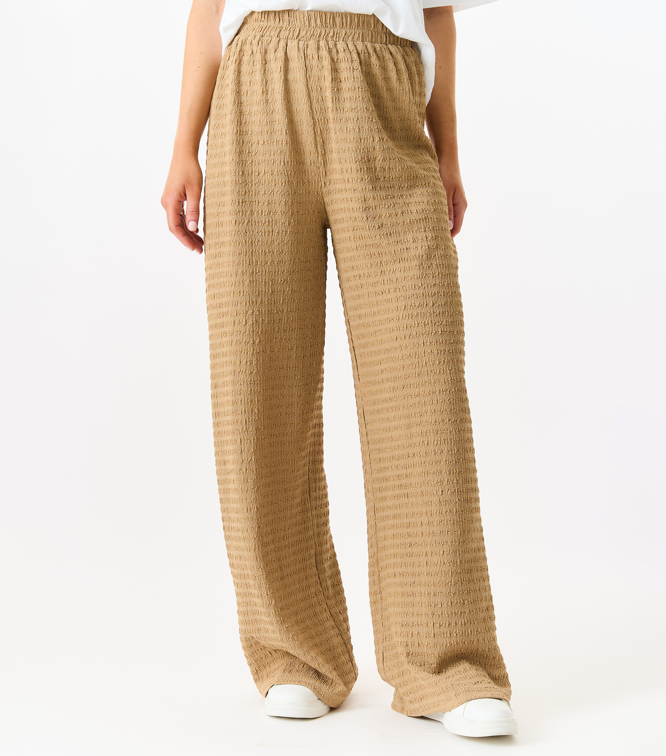 Gini London Texturerad byxa med elastisk midja och pull on dam – bild 2