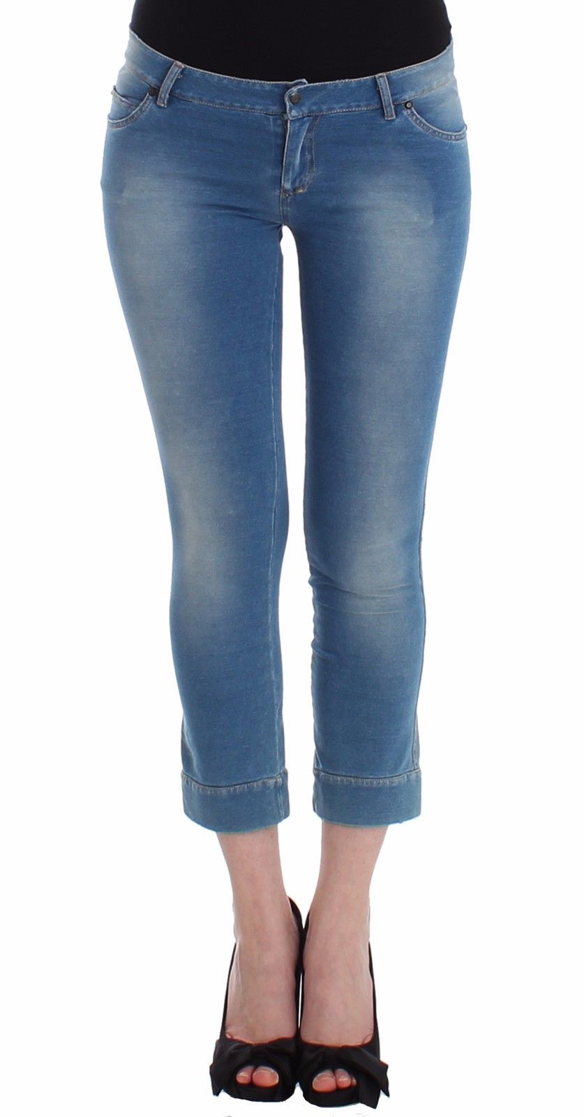 Thumbnail - Ermanno Scervino Strandmode Blaue Jeans Capri-Hosen Cropped