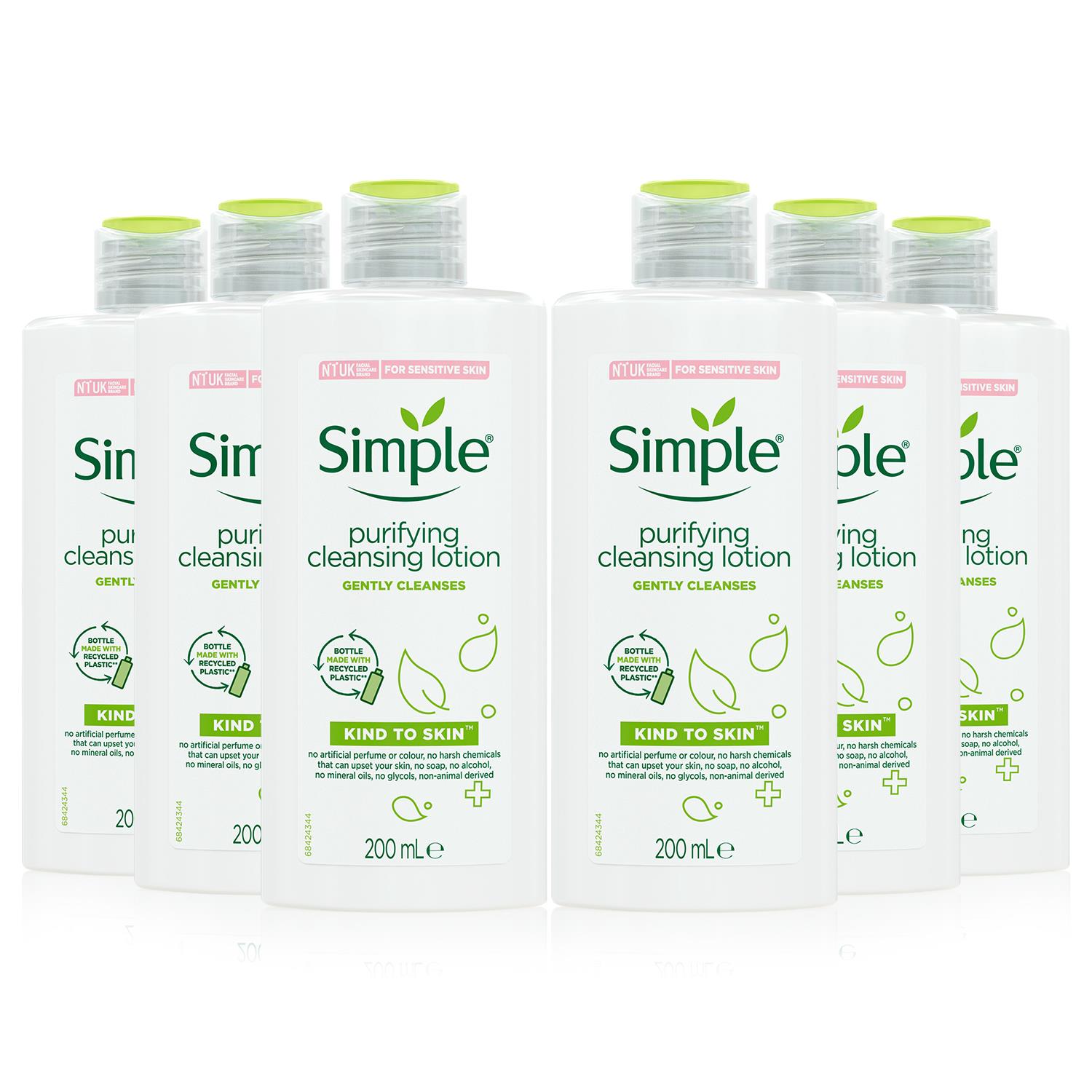 Simple Womens Kind To Skin Purifying Cleansing Lotion, 6x200ml - NA Cotton - One Size