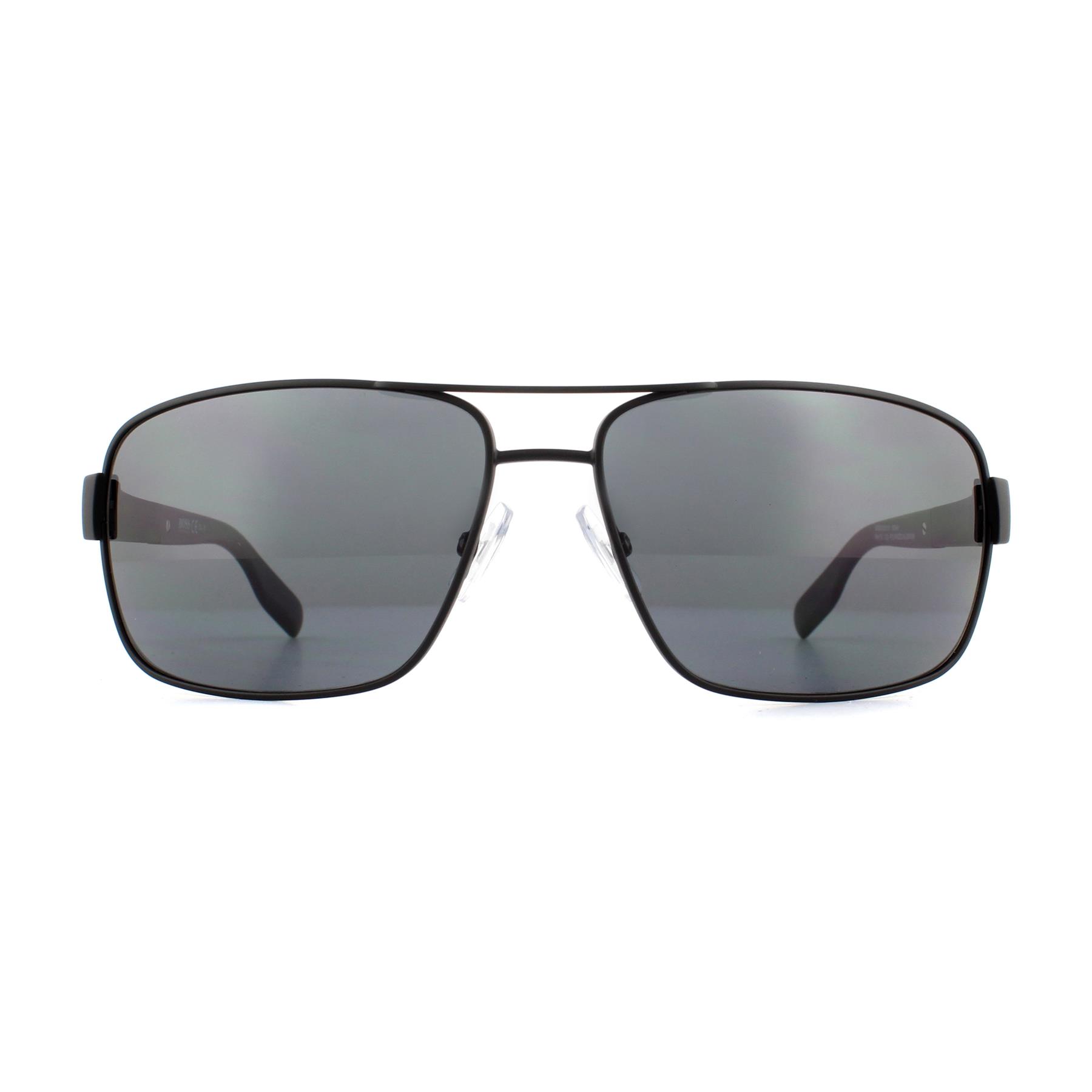 Thumbnail - Lunettes De Soleil Boss 0521 003 AH Mat Noir Gris Polarisé