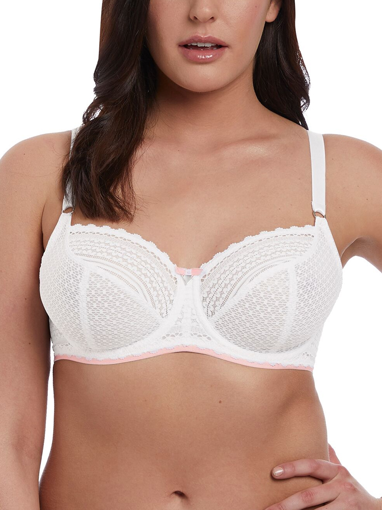 Freya Womens Daisy Lace Balcony Bra - White Nylon - Size 32C