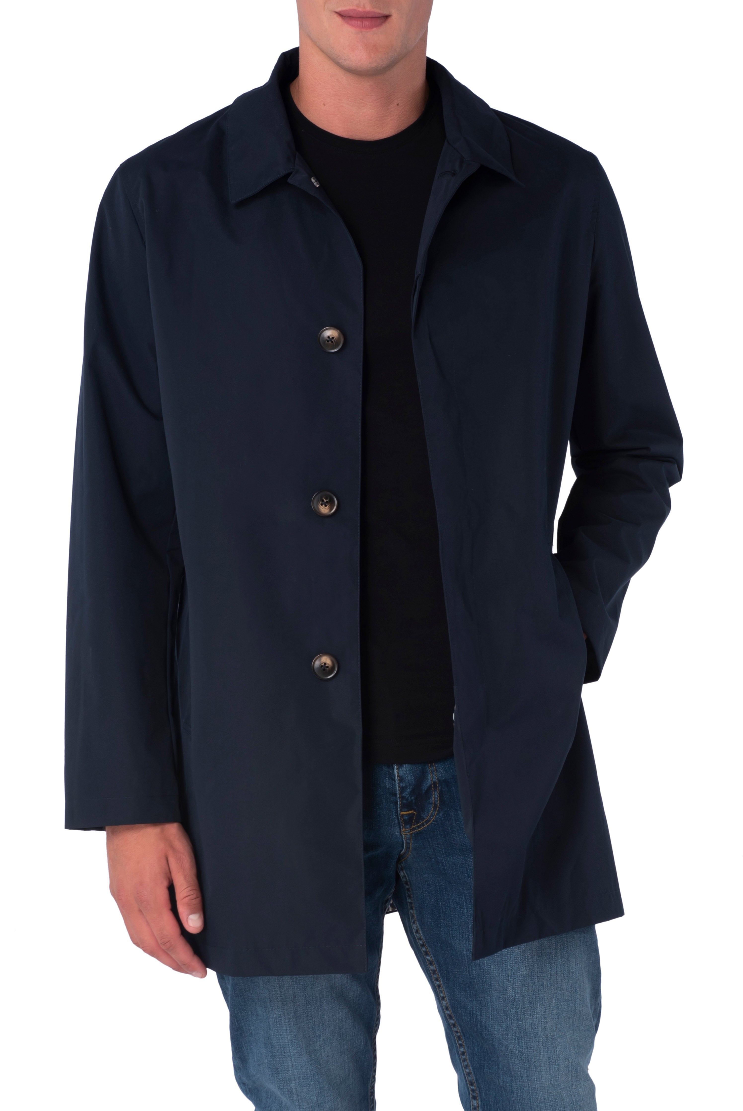 Harry Brown London Mens Navy Single Breasted Trench Coat - Size 2XL