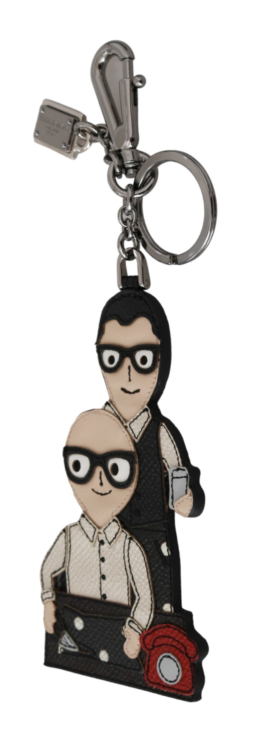 Thumbnail - Dolce & Gabbana Leather Dominico Stefano #dgfamily Logo Badge's Keychain pour femmes