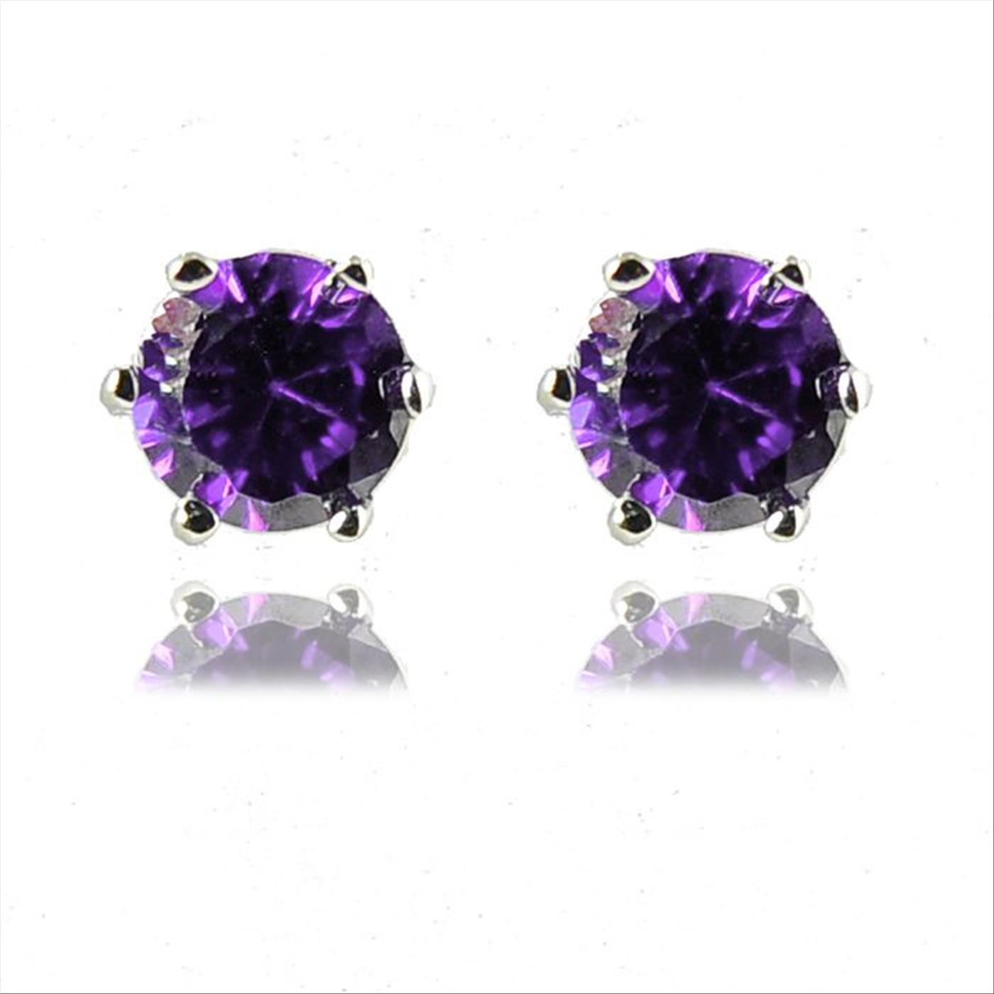 Thumbnail - Luxenter, Ohrringe aus 925er Sterlingsilber und rhodiniertem Amethyst-Zirkonia