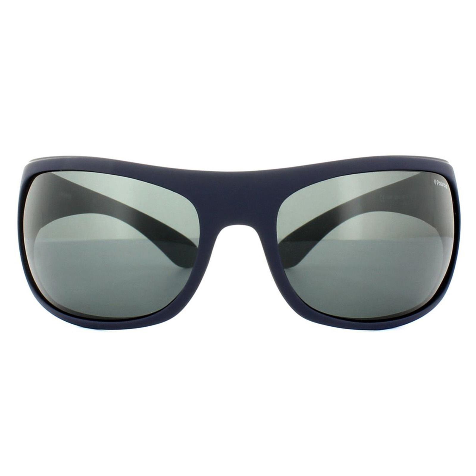 Thumbnail - Polaroid Sport Wrap Unisex Matt Dunkelblau Grau Polarisierte Sonnenbrille