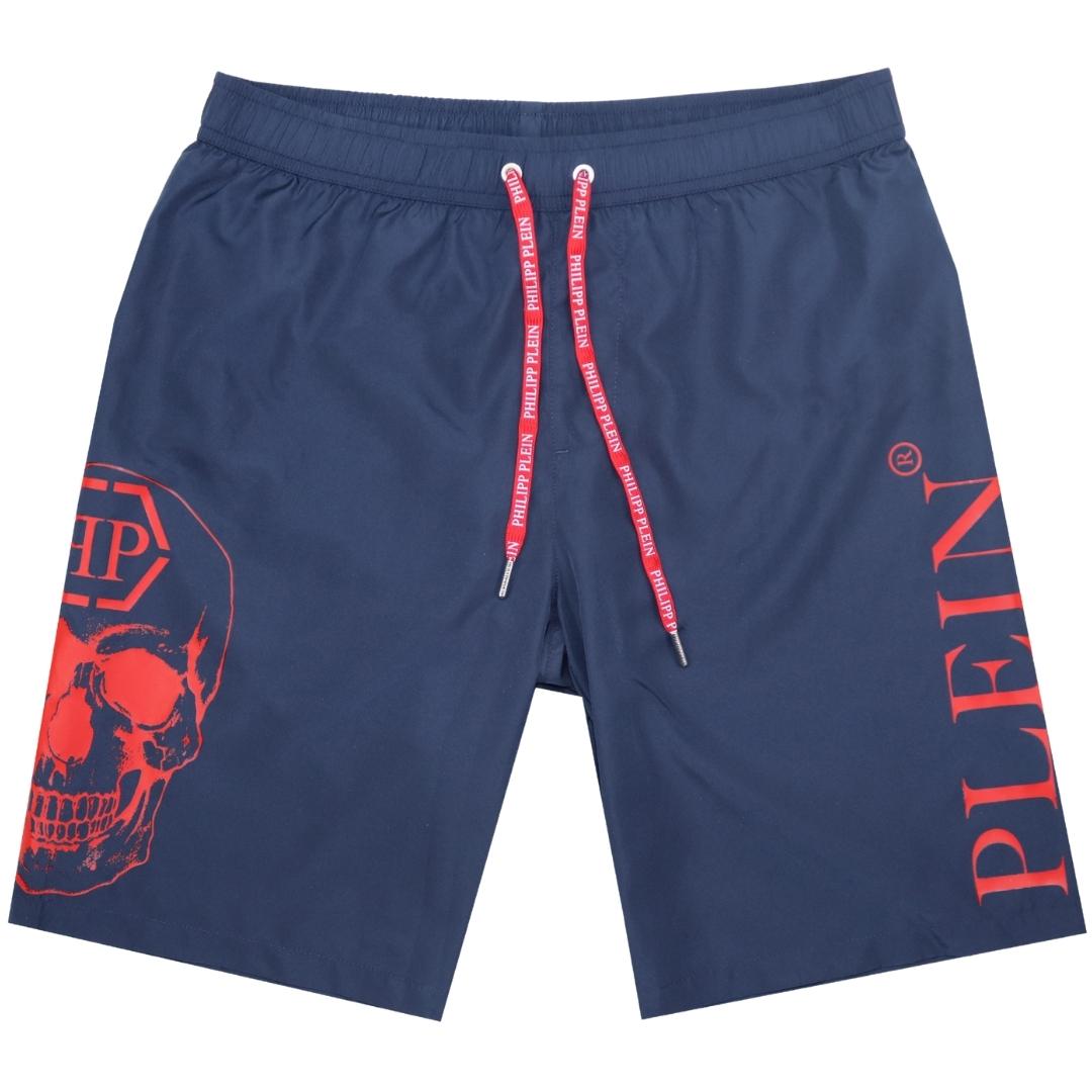 Philipp Plein PP Skull Marineblaue Badeshorts