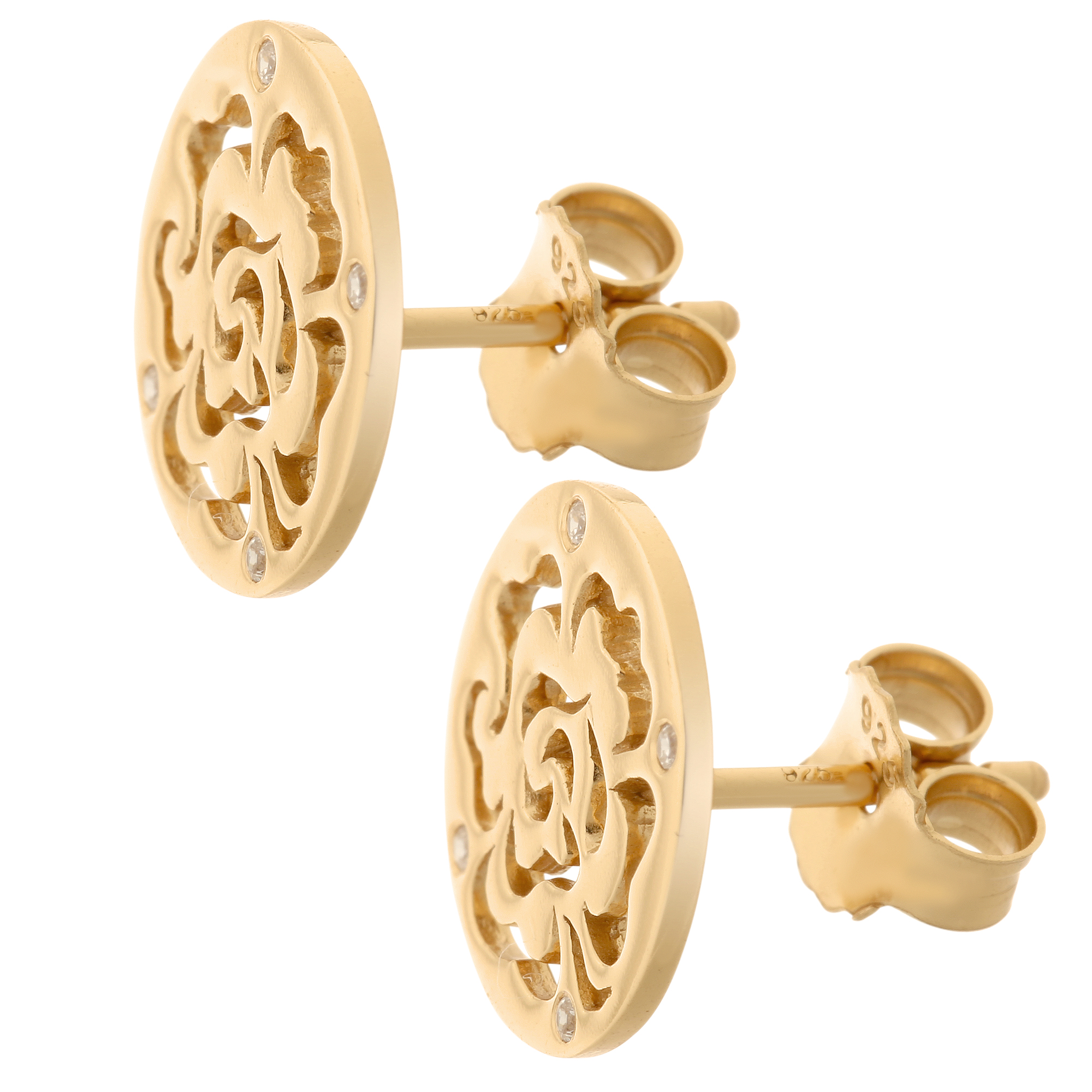 Thumbnail - Orphelia 'Fiore' Damen 925er Sterling Silber Ohrstecker - Gold ZO-7079/2