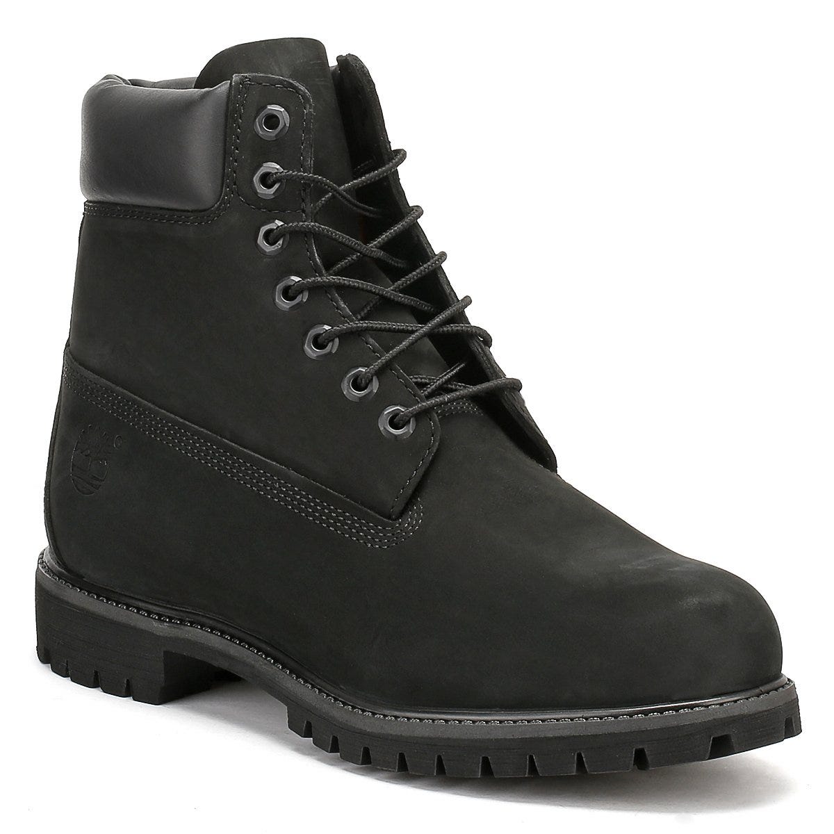 Timberland Black Premium 6 Inch Nubuck Leather Boots