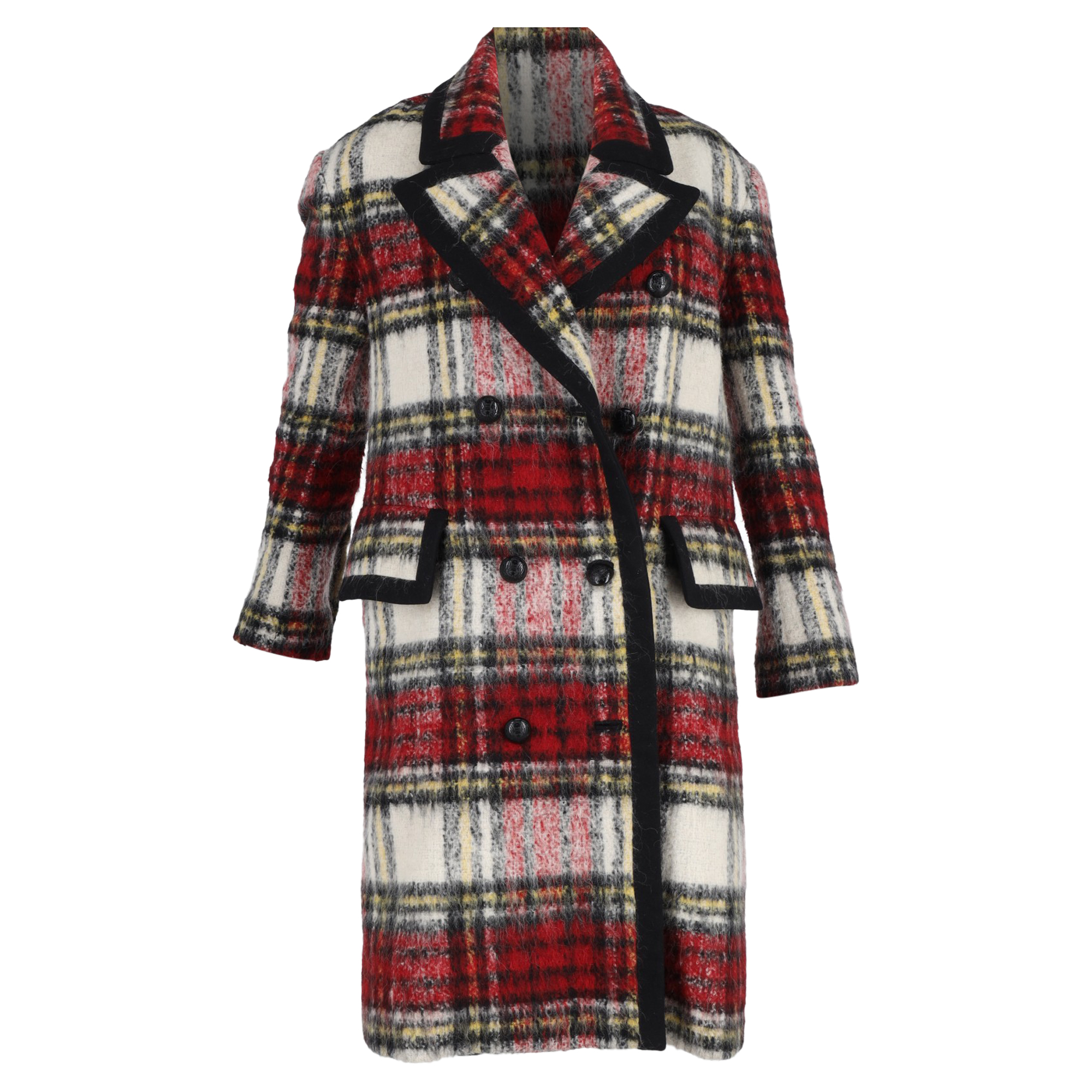 Burberry Pre-owned Womens Tartan Plaid Double-Breasted Coat in Multicolor Wool – Multicolour – Size 6 UK