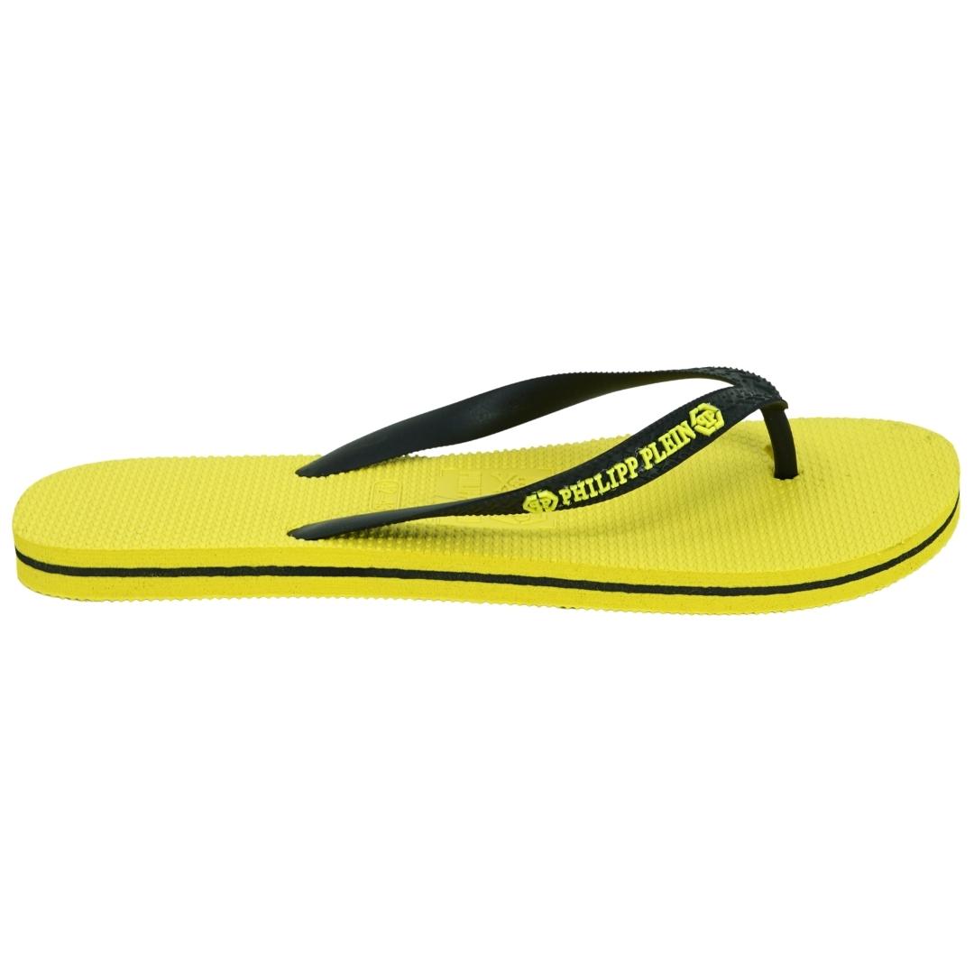 Thumbnail - Philipp Plein Marke Logo Gelb Flip Flops