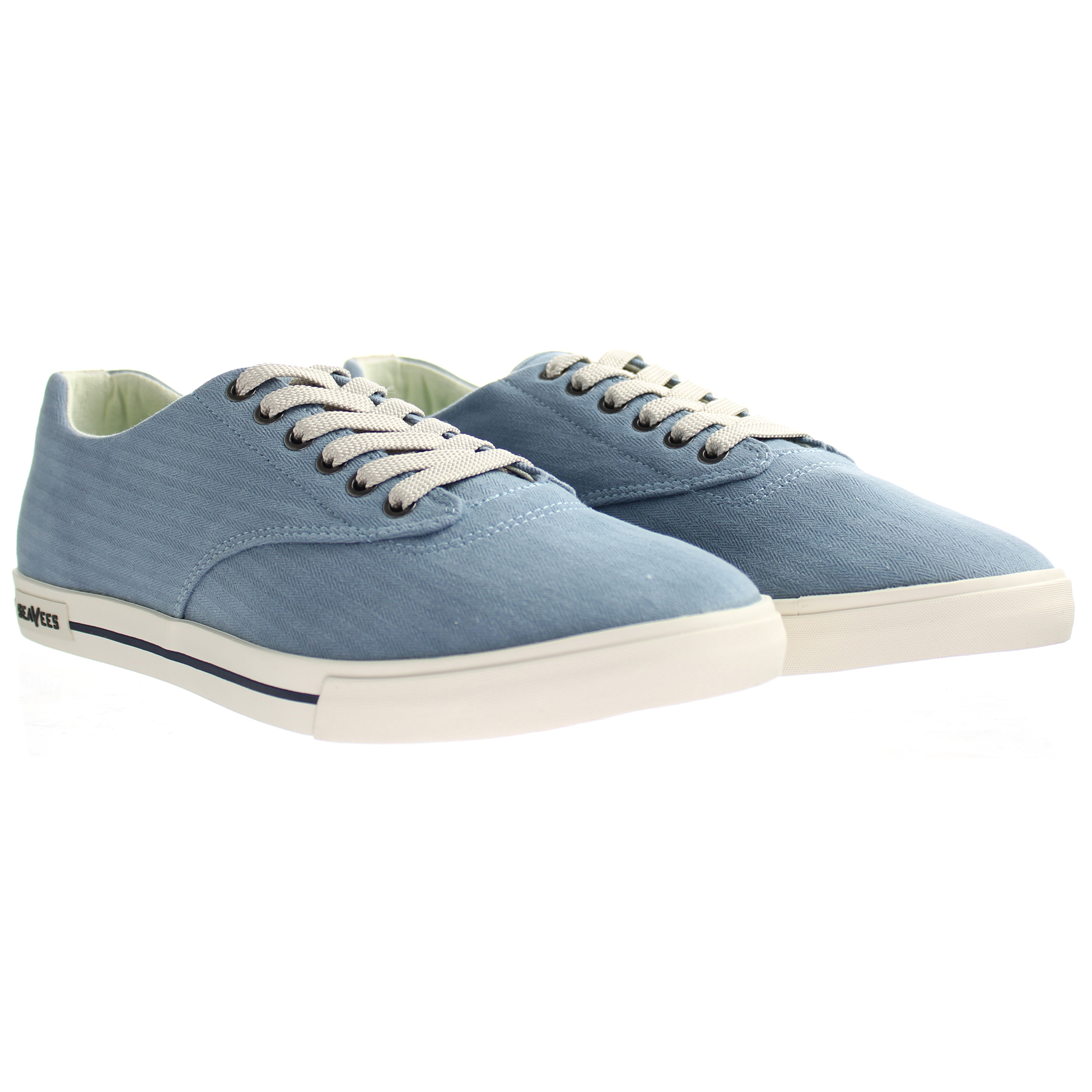 Seavees Hermosa Blue Mirage Fiskbensmönstrad Twill Surwash Plimsoll Blå Plimsolls för herrar sneakers – bild 2