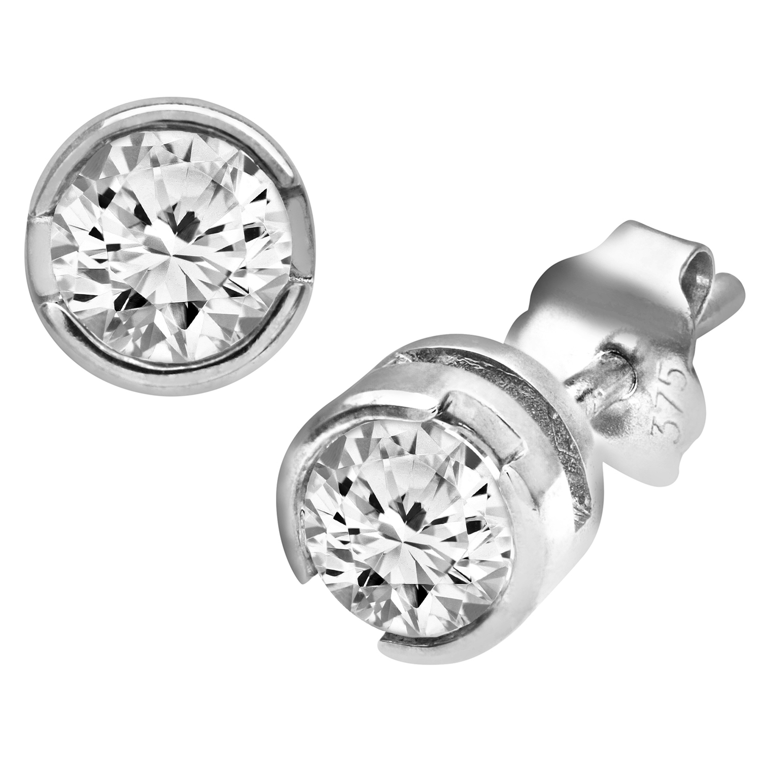 Diamant L’Eternel Womens 9ct White Gold Rub Set Half Carat Diamond Earrings – One Size