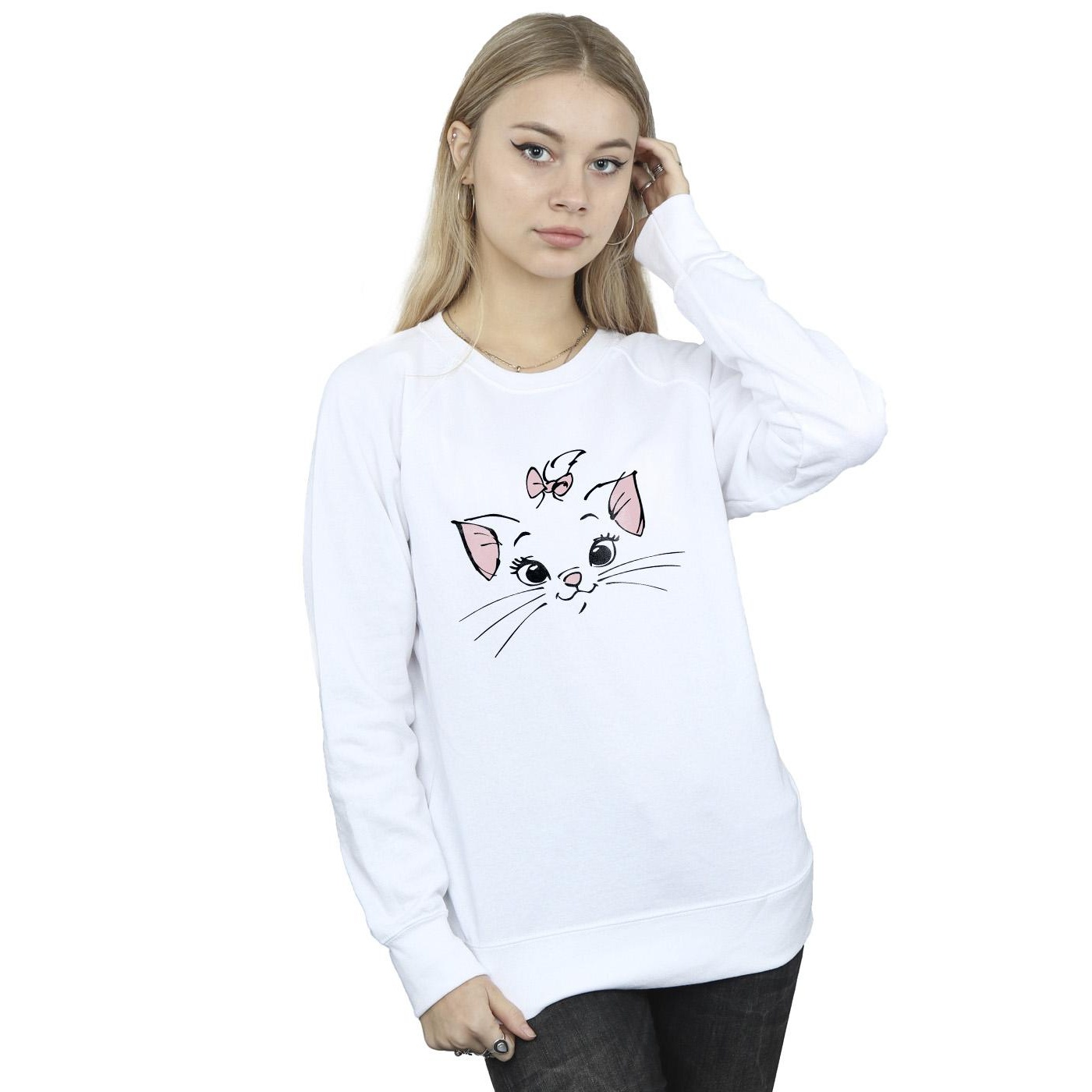 Thumbnail - Disney - "Classics Marie Face Pocket" Sweatshirt für Damen (Weiß)