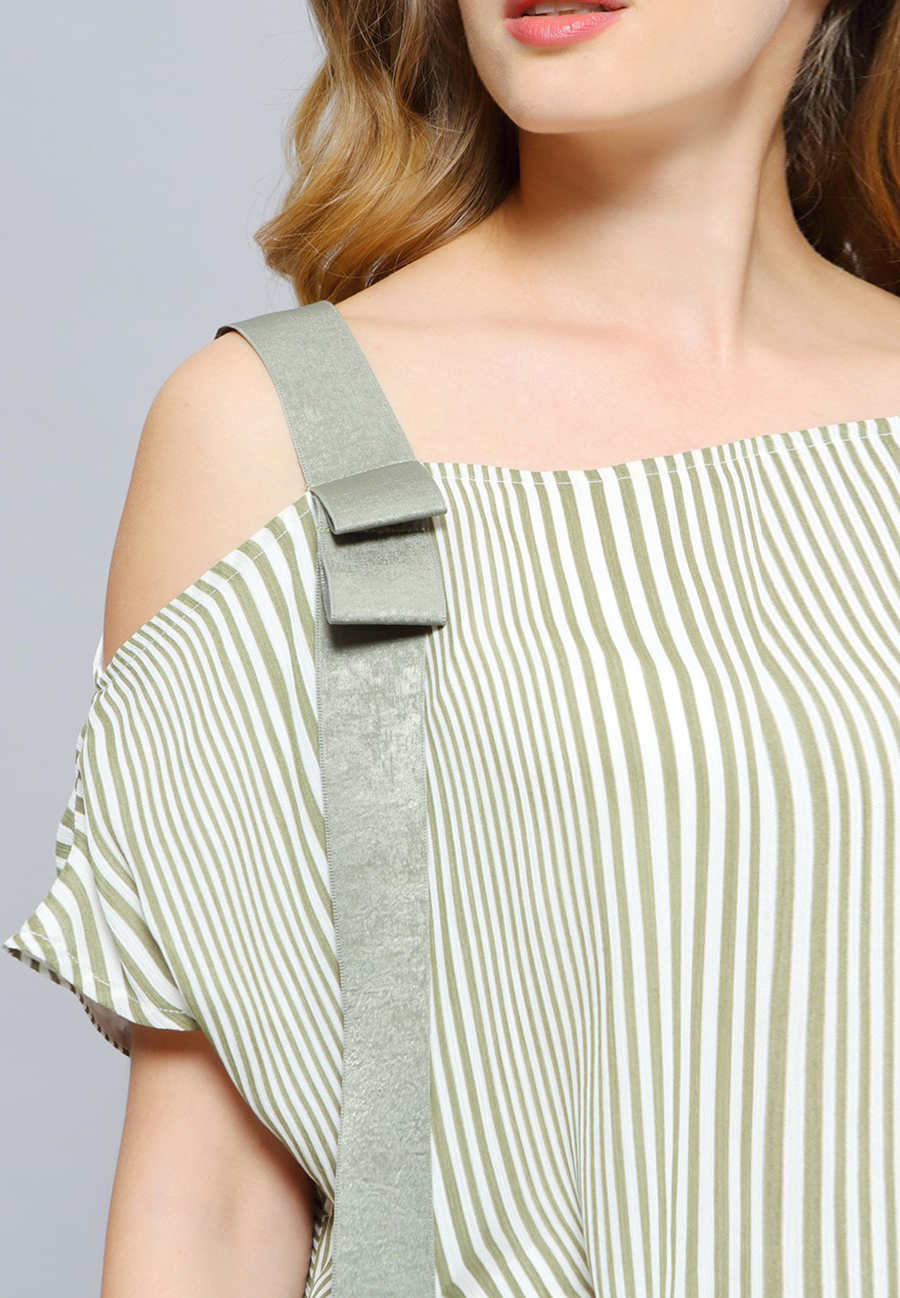 Smart & Joy Asymmetrisk draperad klänning med randigt tryck dam – bild 2
