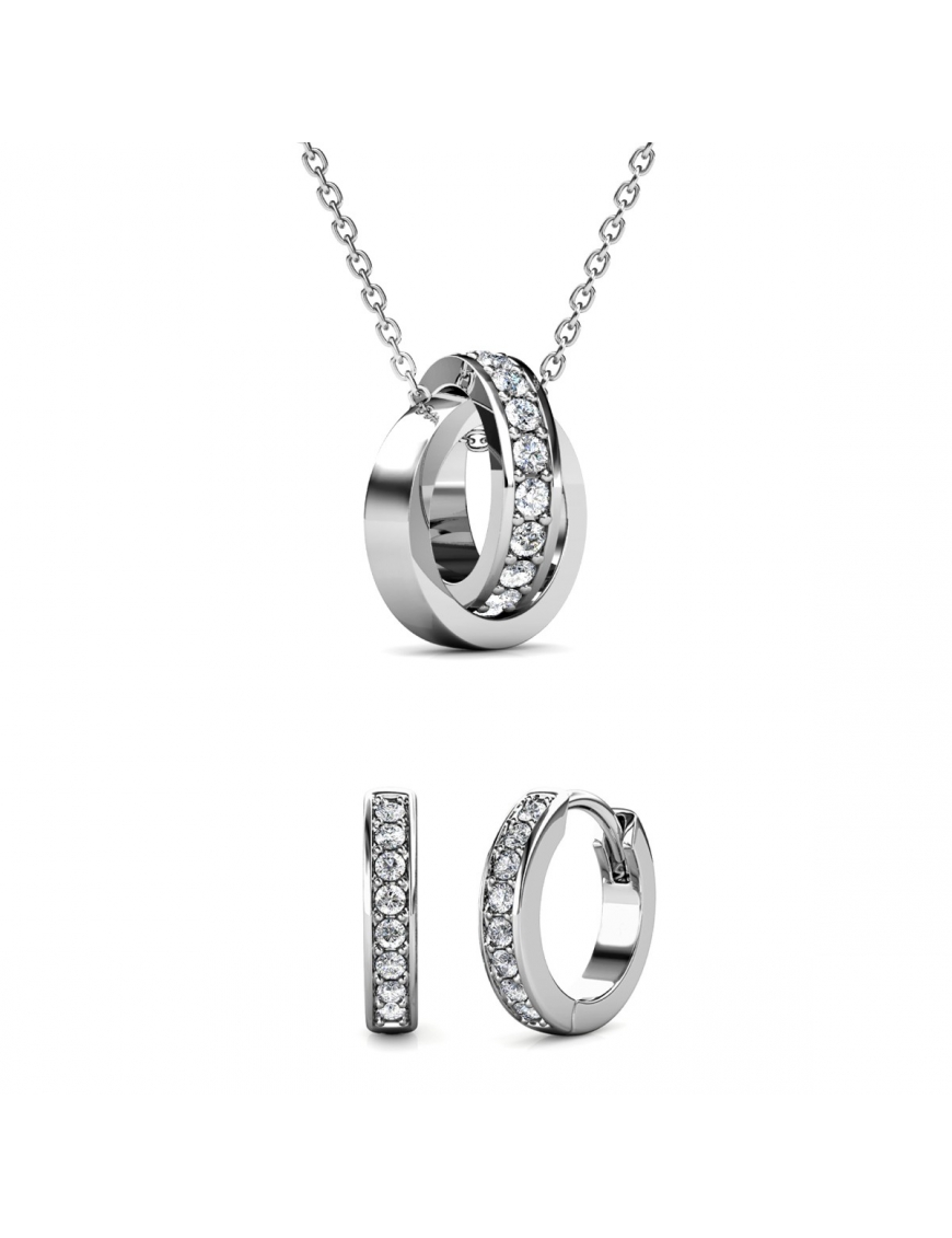 Thumbnail - Parure et Coffret Circle Hoop - Argenté et Cristal