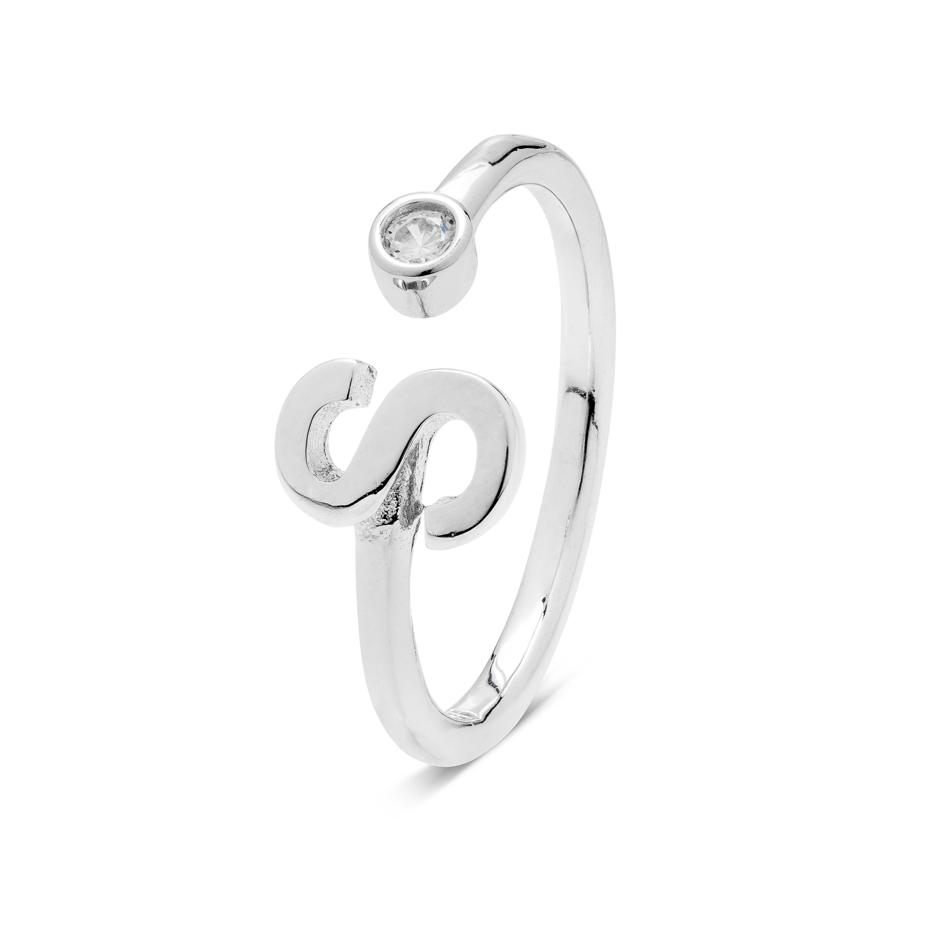 Luxenter 925 Sterling Silber Ring mit rhodiniertem Brillant Zirkonia - Alphabet