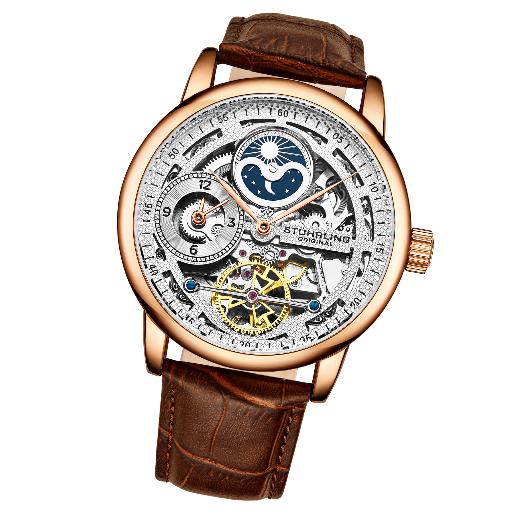 Stührling Rosen Guld och Brun Automatisk 42mm analoga klockor herr – bild 2