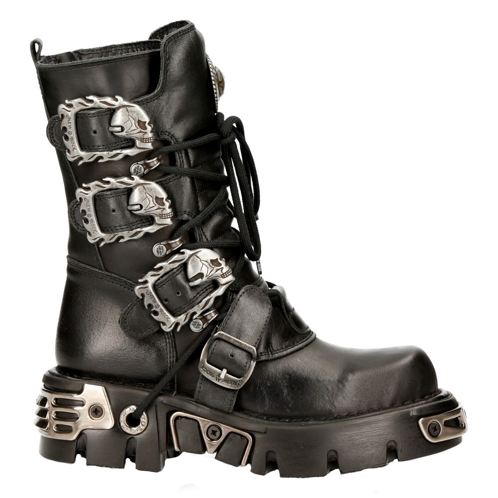 Mid-Calf Gothic läderstövlar-391-S1 2